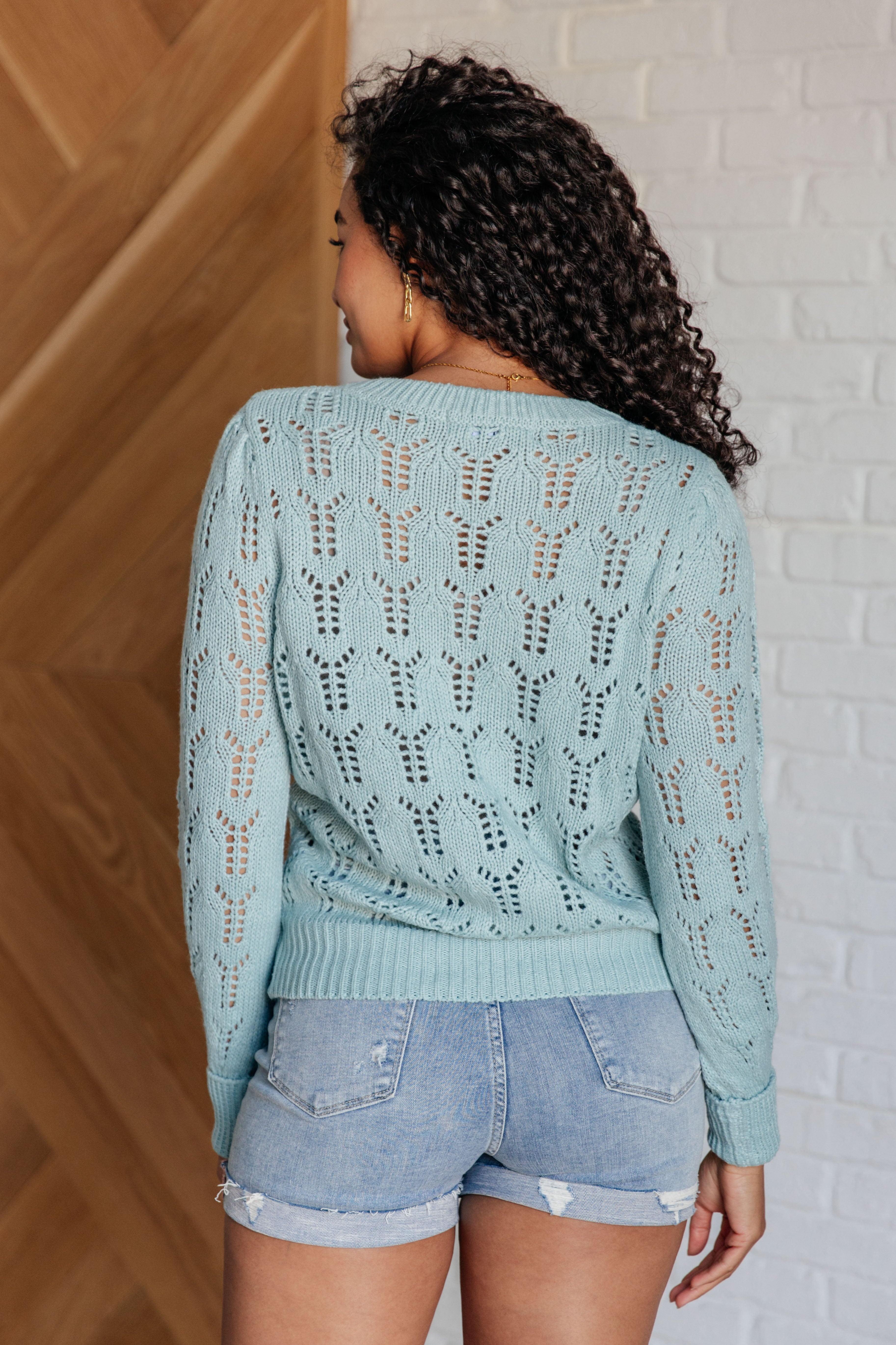 Tops Hole In One Sheer Pointelle Knit Sweater