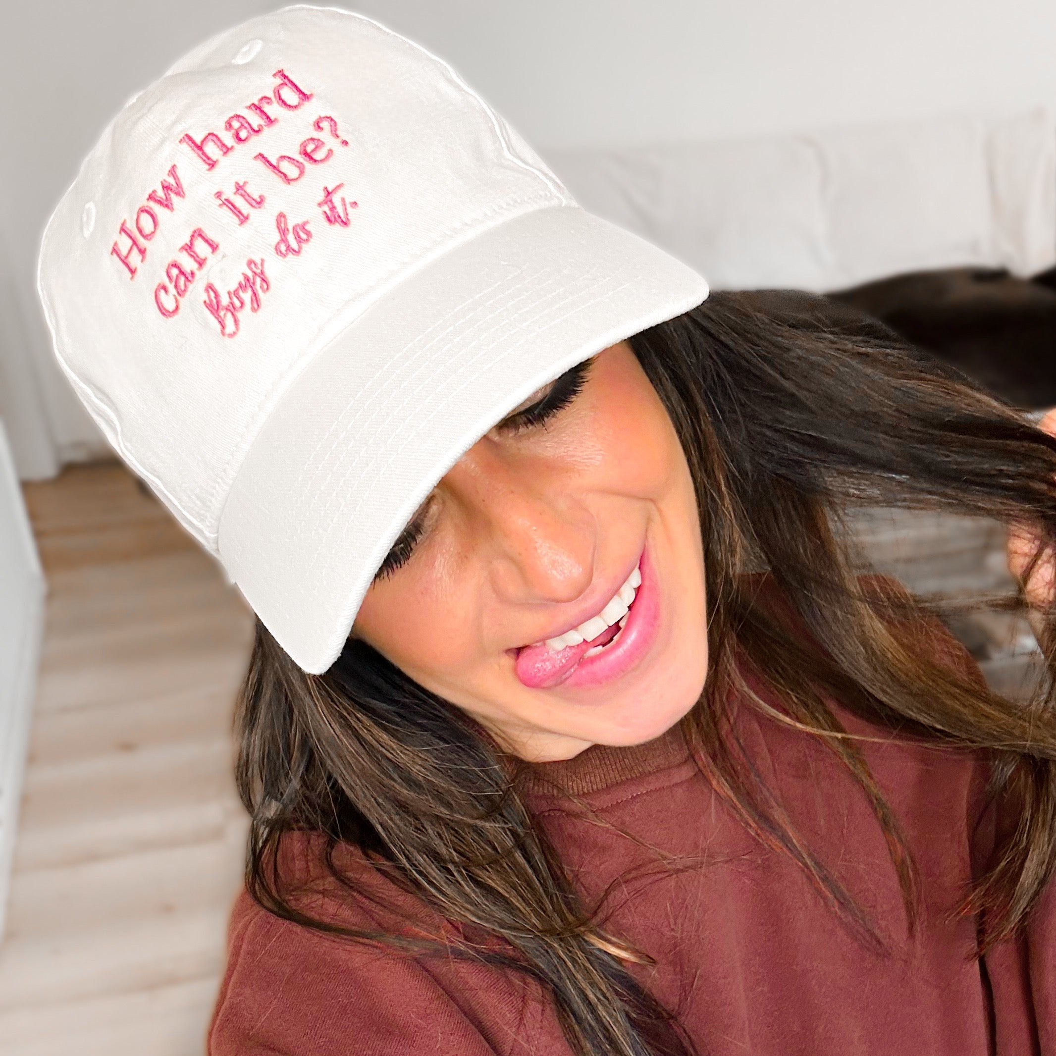 “How Hard Can It Be, Boys Do It” Embroidered Baseball Cap - Girl Code Couture