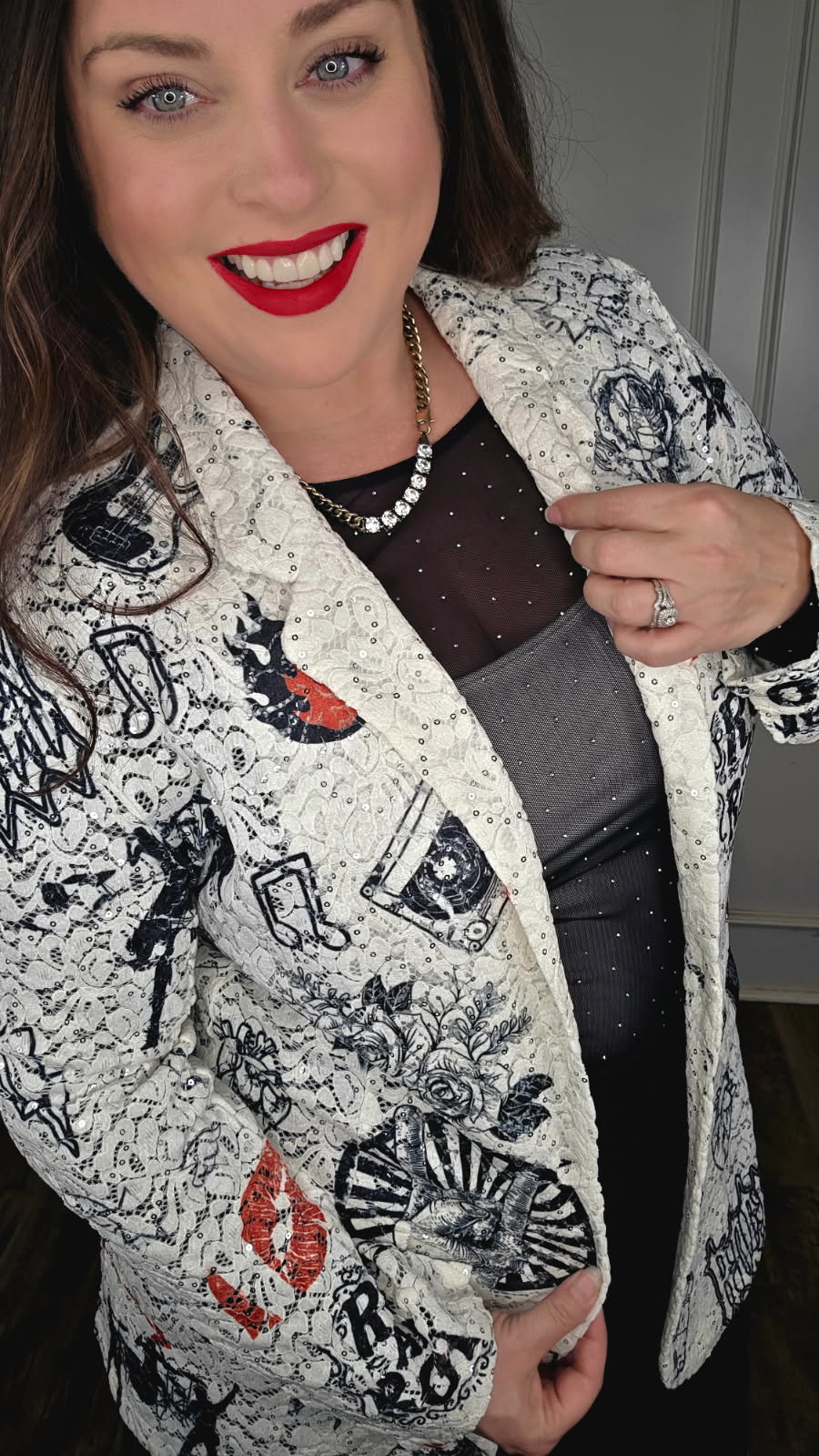 ROCK-N-ROLL LACE AND SEQUIN BLAZER JACKET