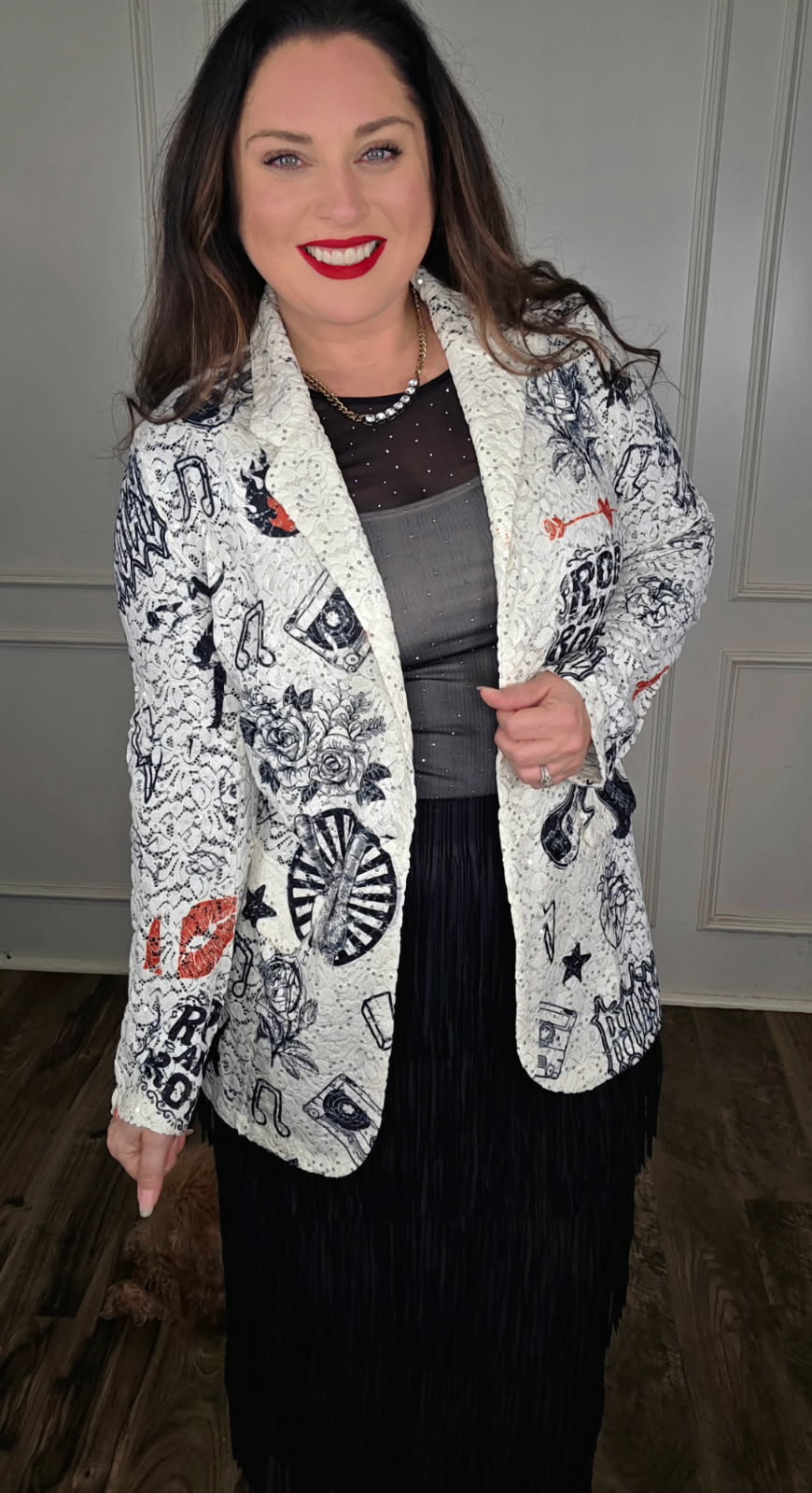 ROCK-N-ROLL LACE AND SEQUIN BLAZER JACKET