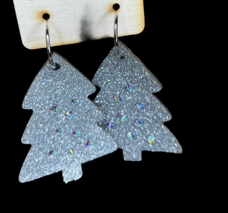 Christmas Tree Glitter Earrings