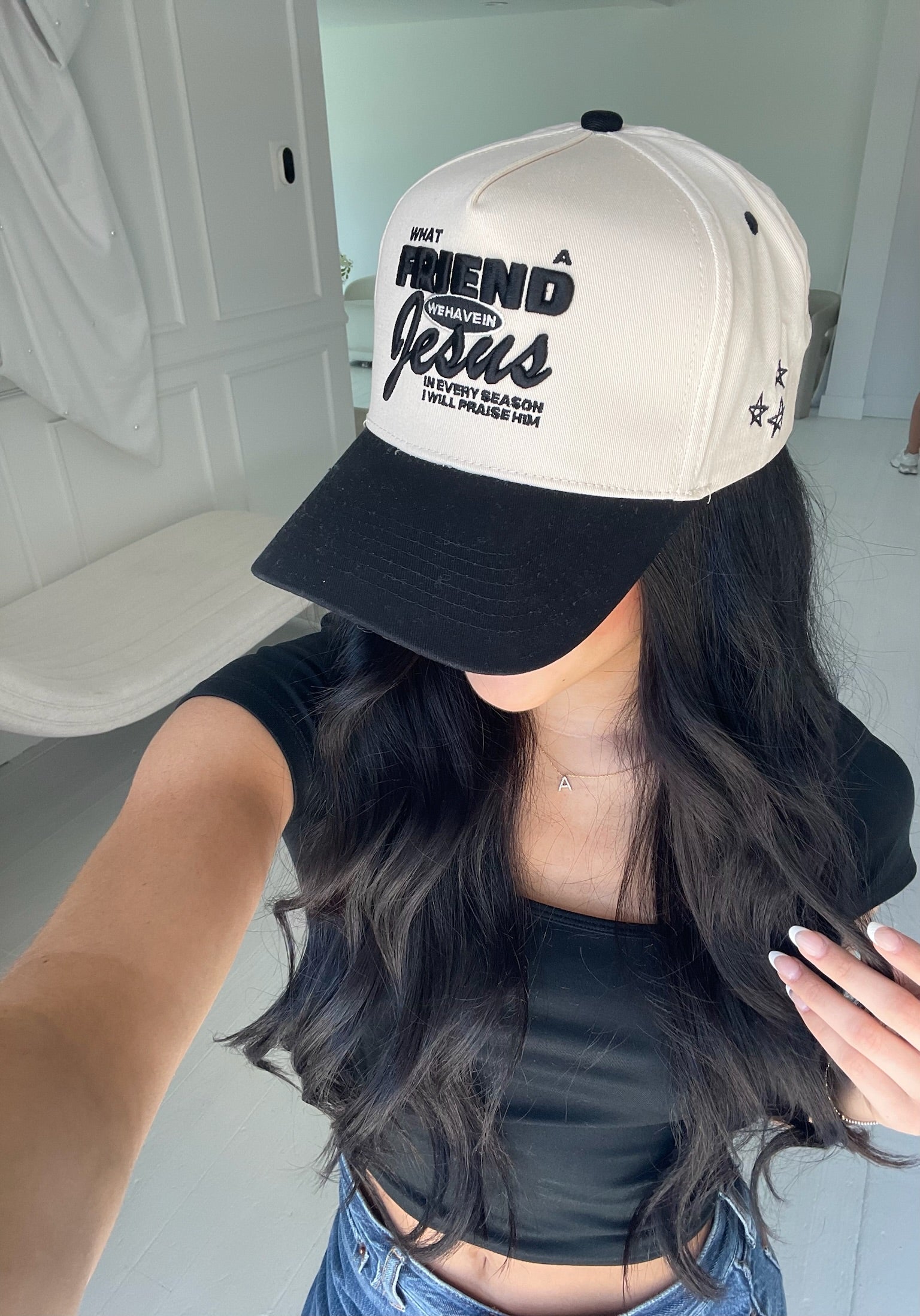 Hat Friend in Jesus - Black Vintage Trucker Hat