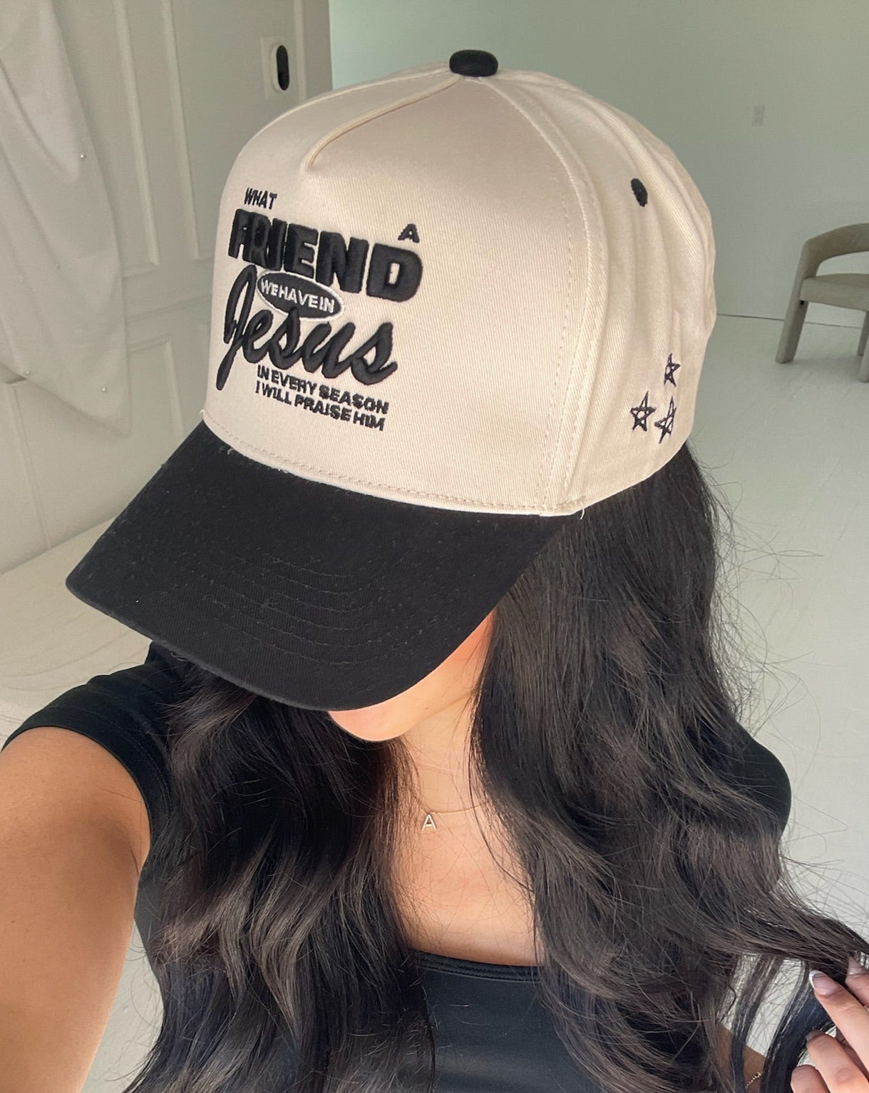 Hat Friend in Jesus - Black Vintage Trucker Hat