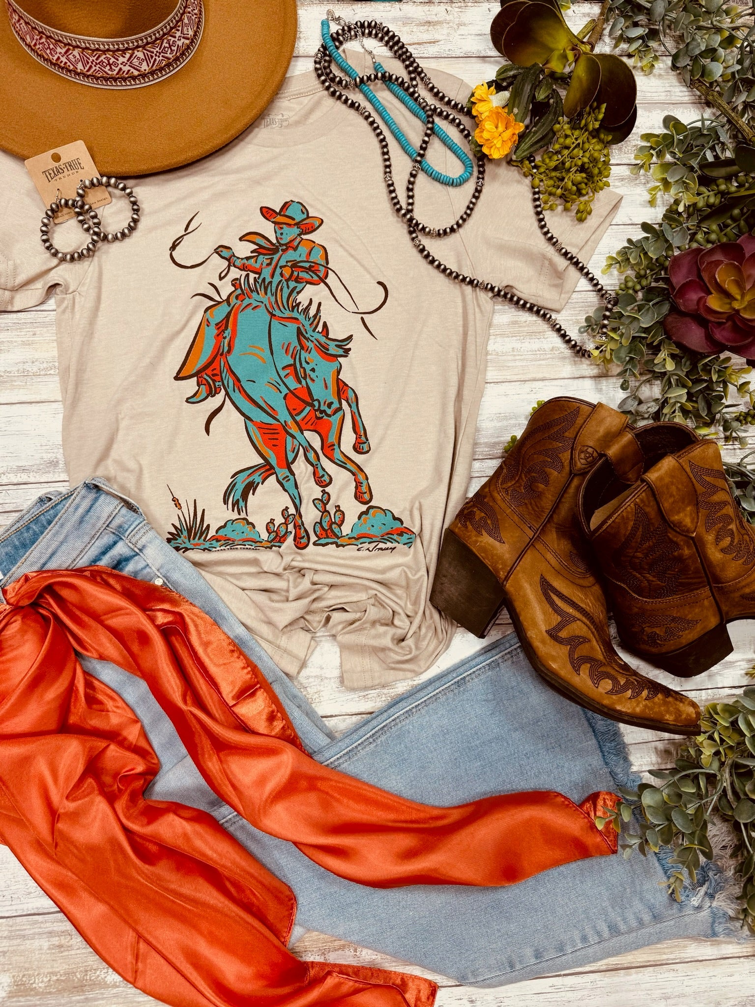 Tees Sunset Cowboy Tee