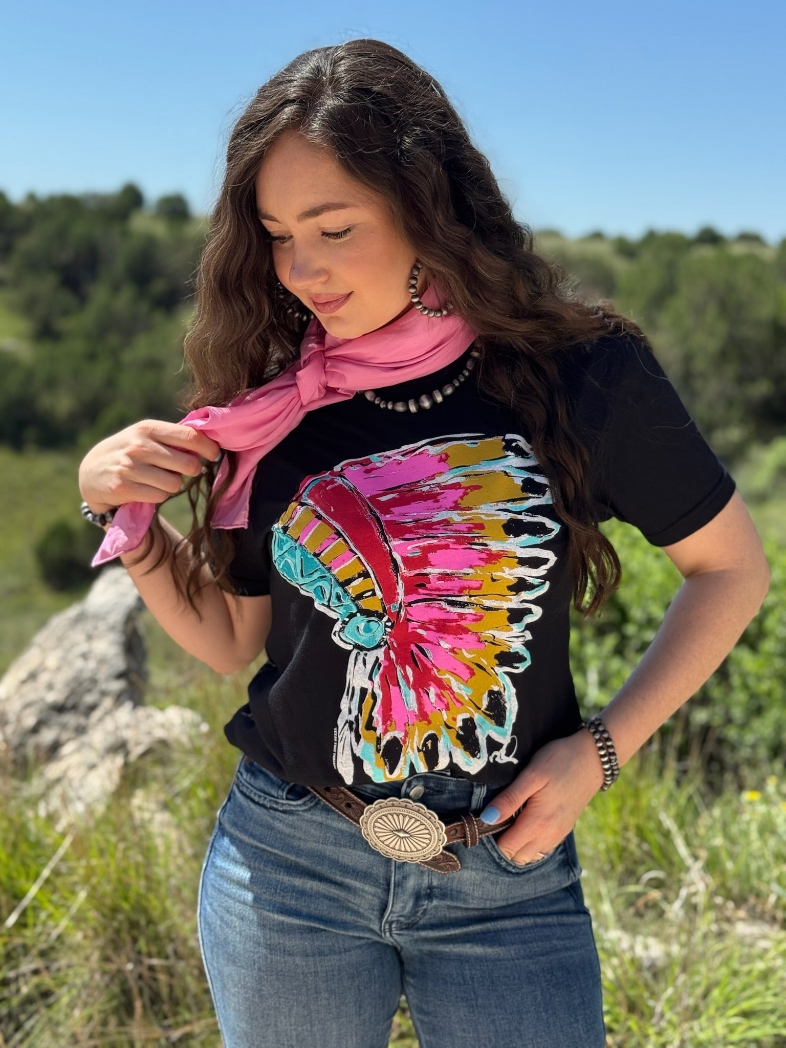Tees Callie Ann Stelter Pink Headdress Tee
