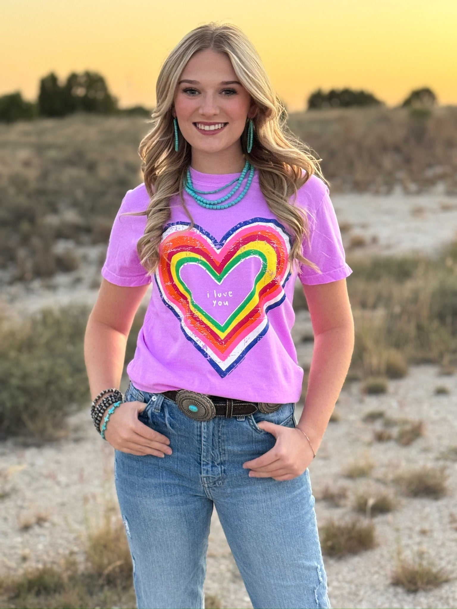 Tees Rainbow Heart I Love You Tee