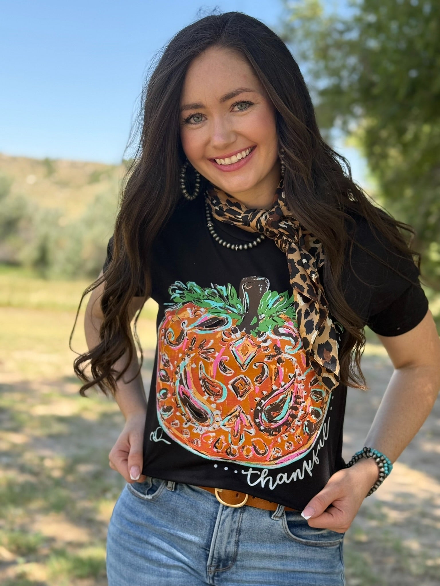 Tees Callie Ann Stelter Thankful Pumpkin Crew Tee & Sweatshirt