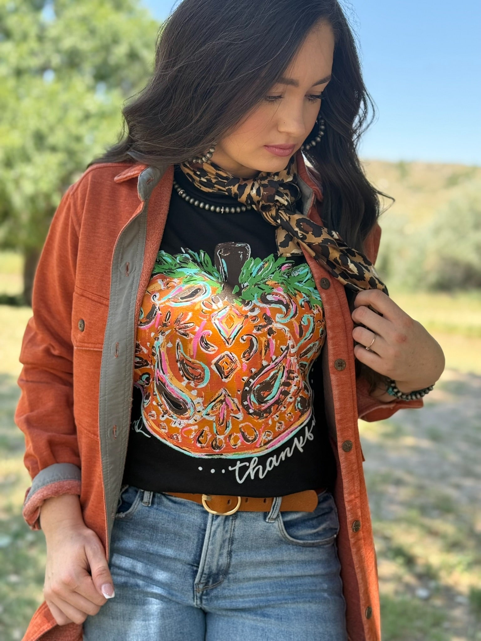 Tees Callie Ann Stelter Thankful Pumpkin Crew Tee & Sweatshirt
