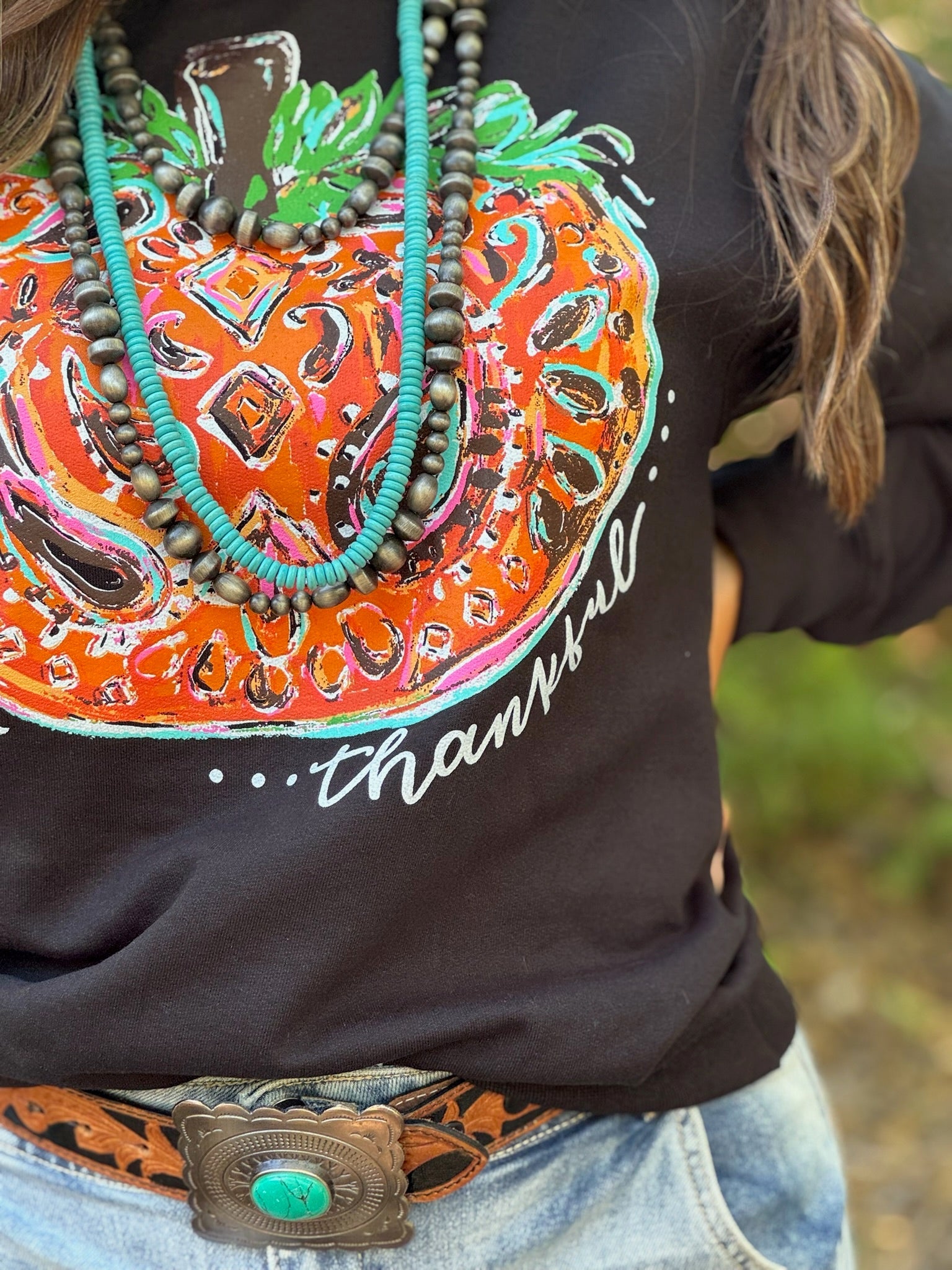 Tees Callie Ann Stelter Thankful Pumpkin Crew Tee & Sweatshirt