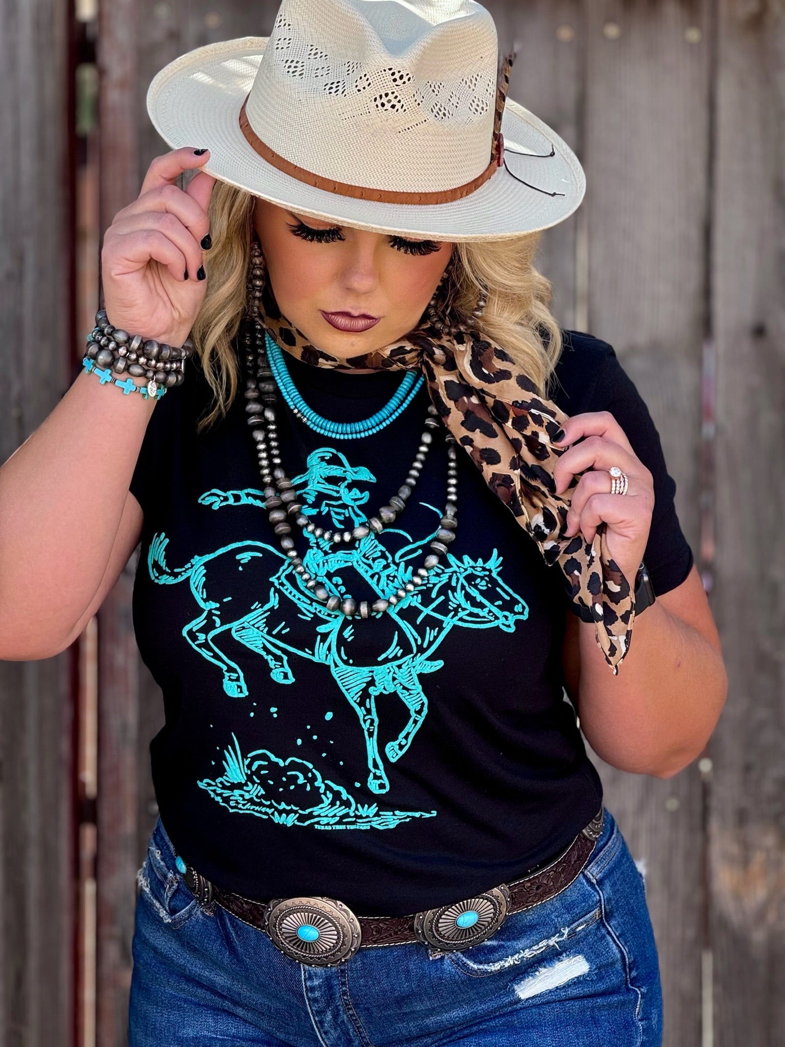 Tees Roughrider in Turquoise Puff Tee