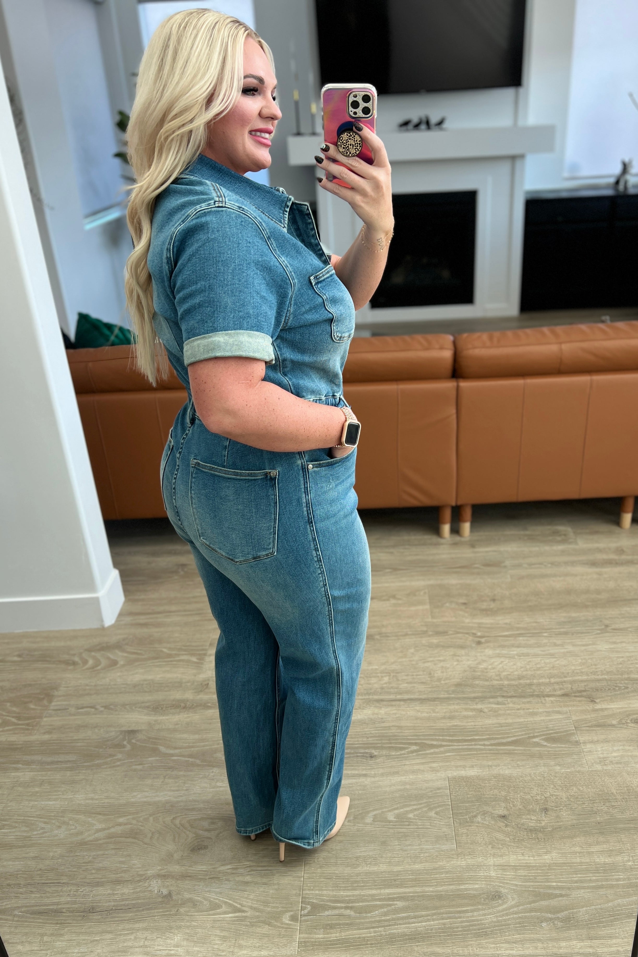 Denim Sylvia Short Sleeve Denim Jumpsuit