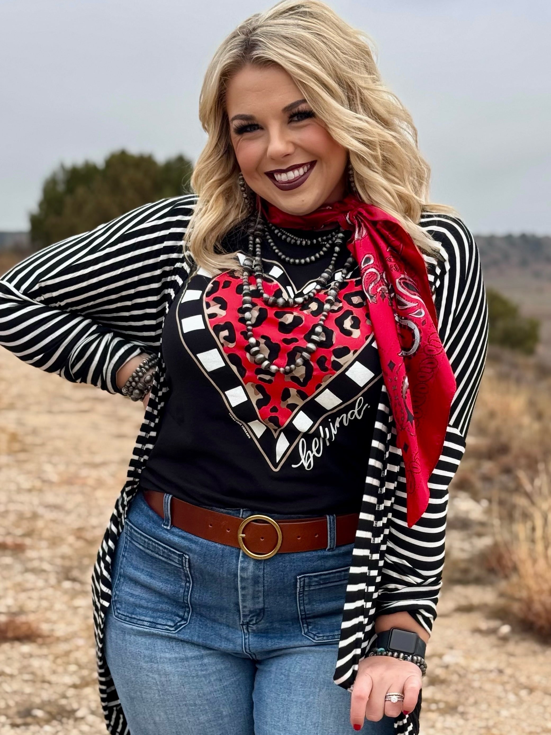 Tees Be Kind Leopard Heart Long Sleeve Tee & Sweatshirt