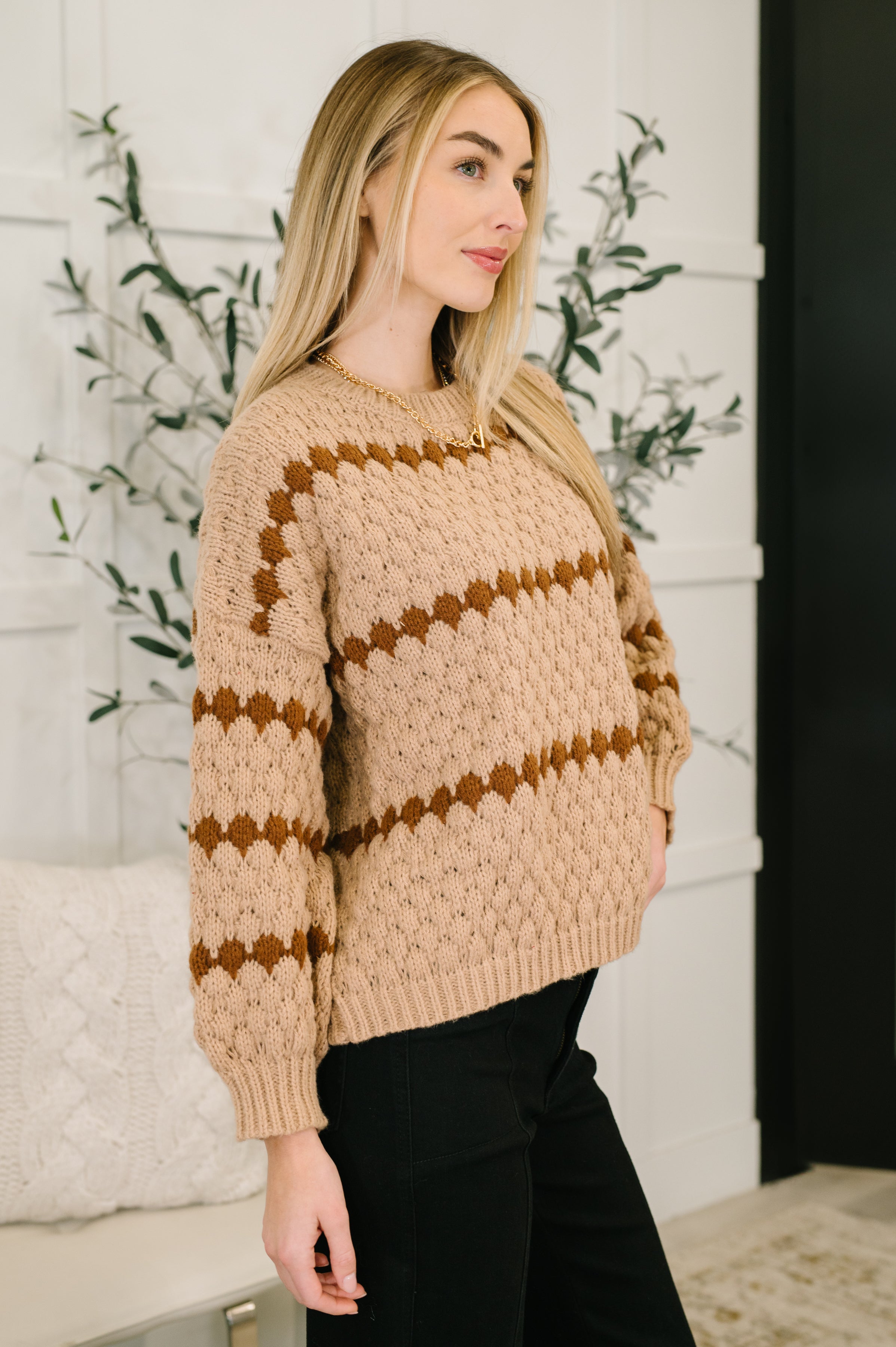 Ivy Lane Textured Sweater in Taupe