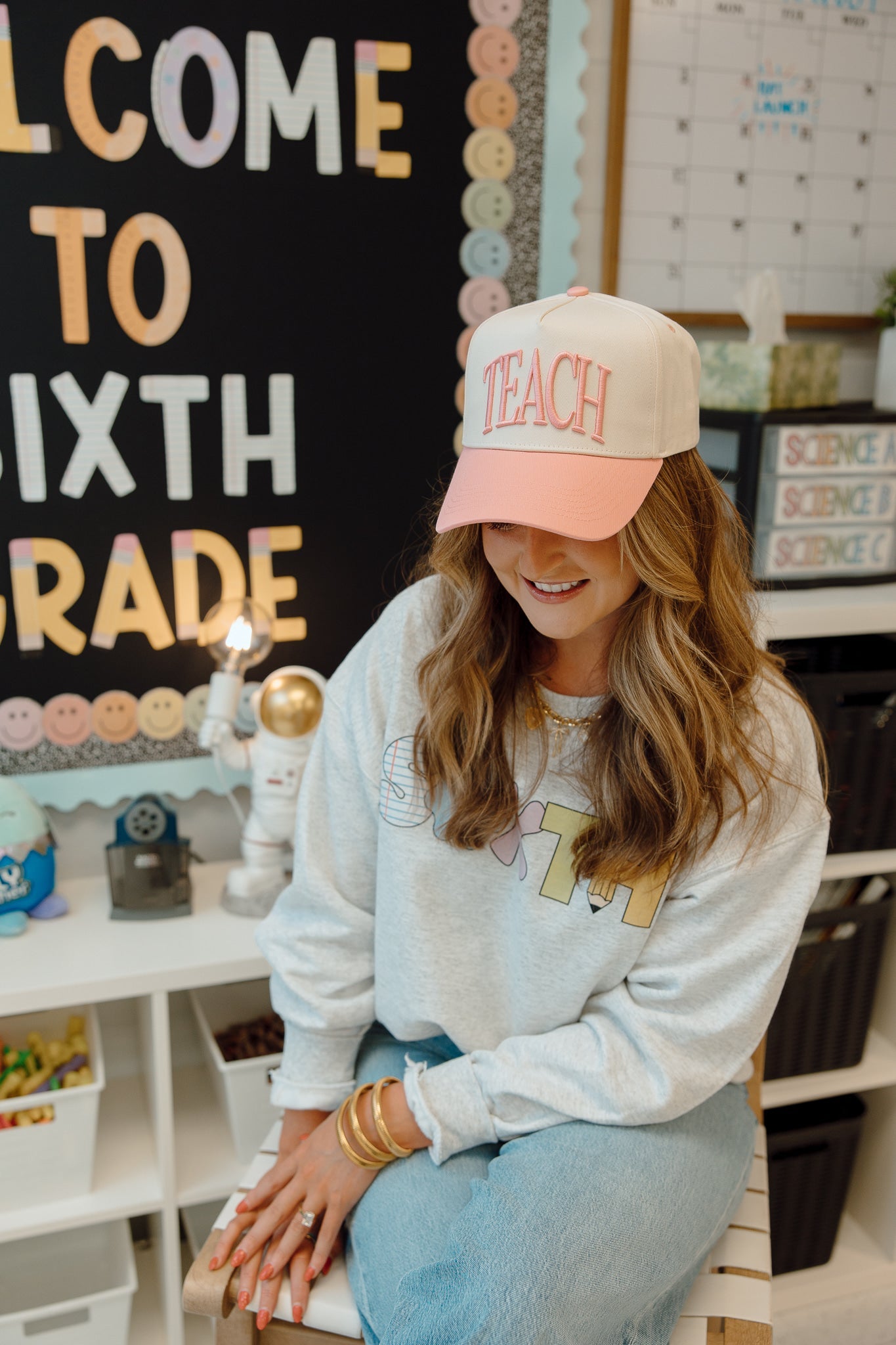 Hat TEACH - Pink Vintage Trucker Hat