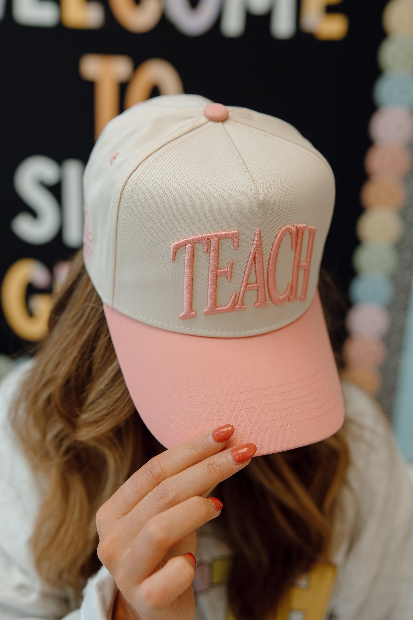 Hat TEACH - Pink Vintage Trucker Hat
