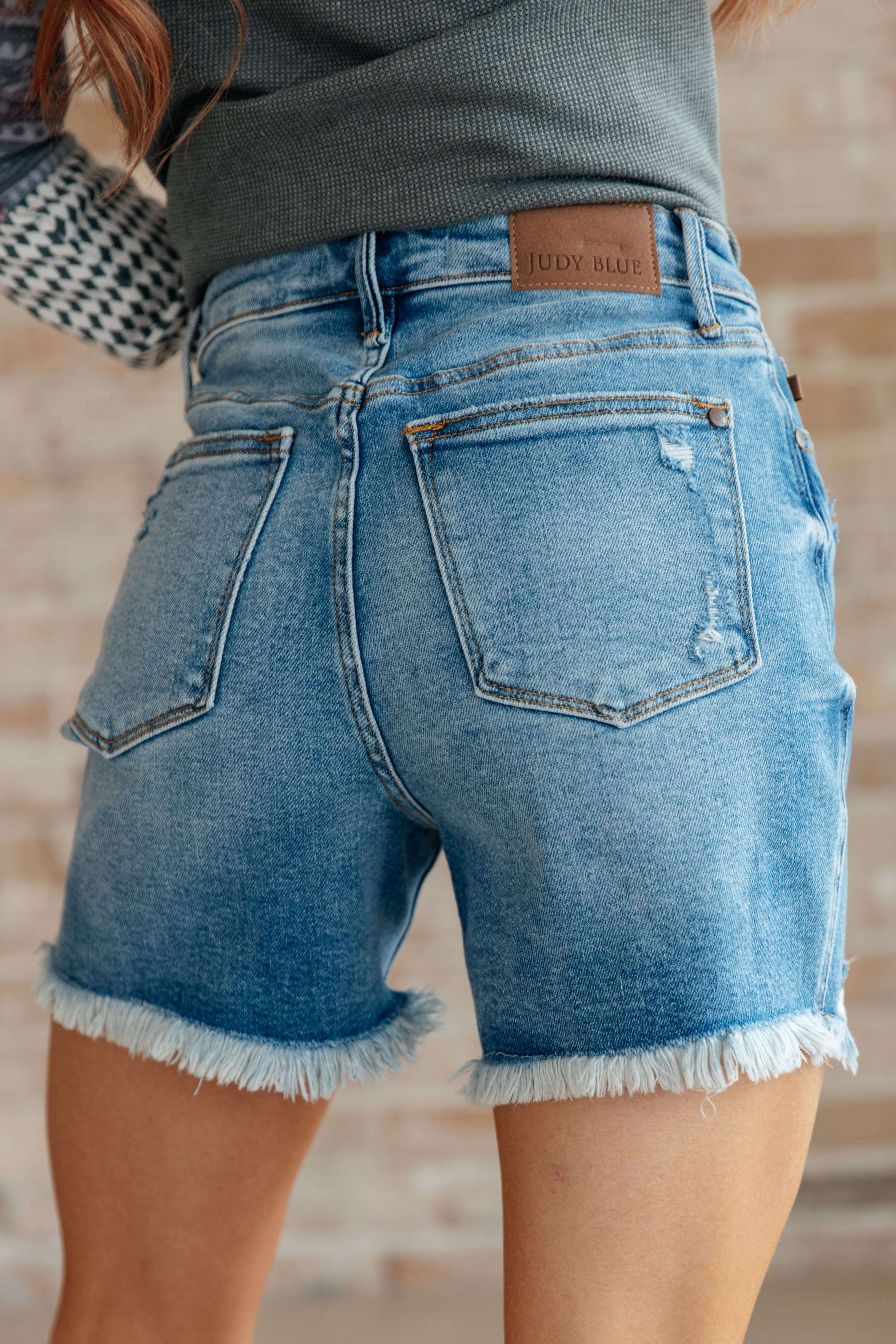 Denim Kara High Rise Rigid Magic Button Fly Cutoff Shorts