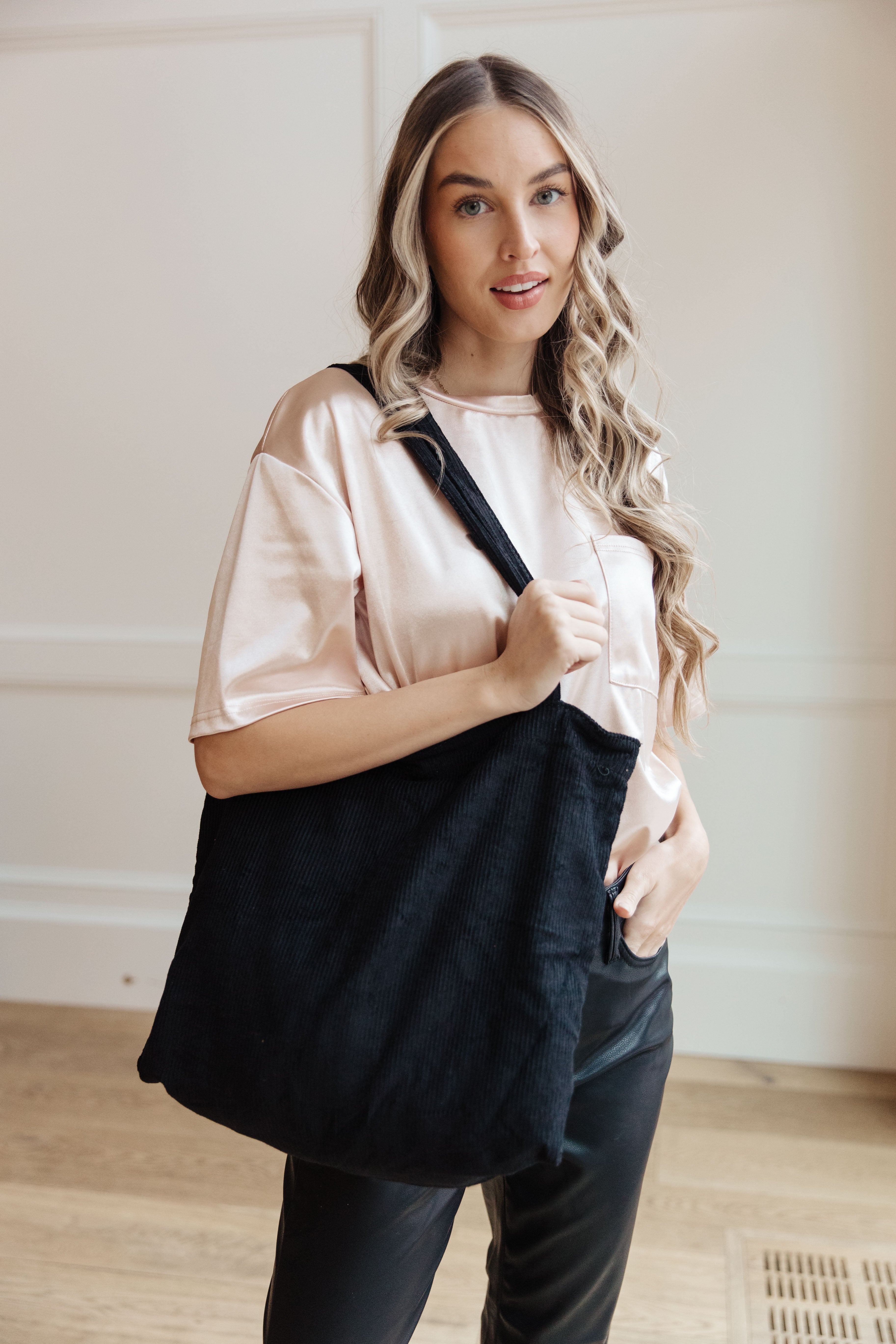 Accessories Last Minute Corduroy Tote in Black