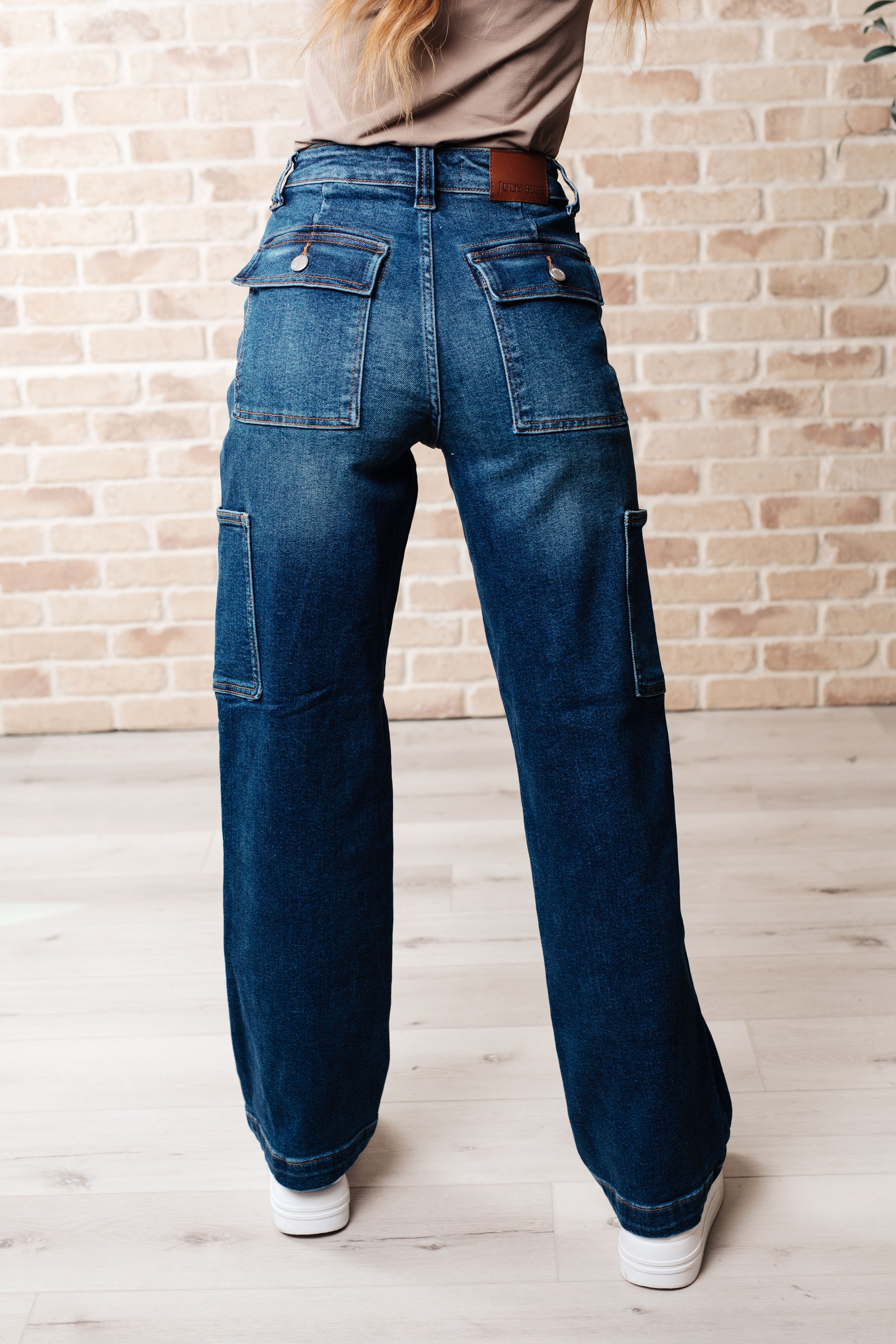 Denim Leila High Rise Cargo Straight Jeans