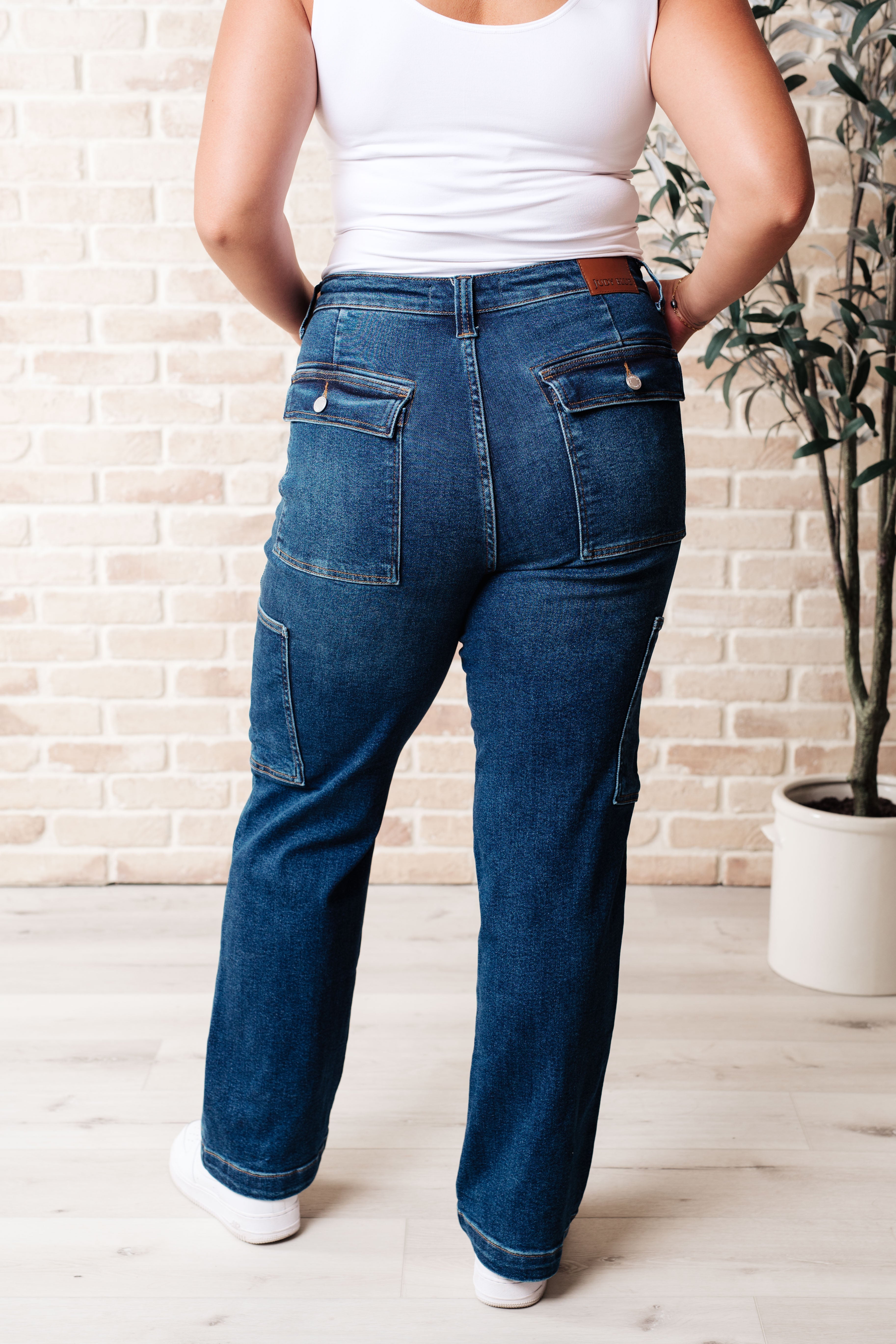 Denim Leila High Rise Cargo Straight Jeans