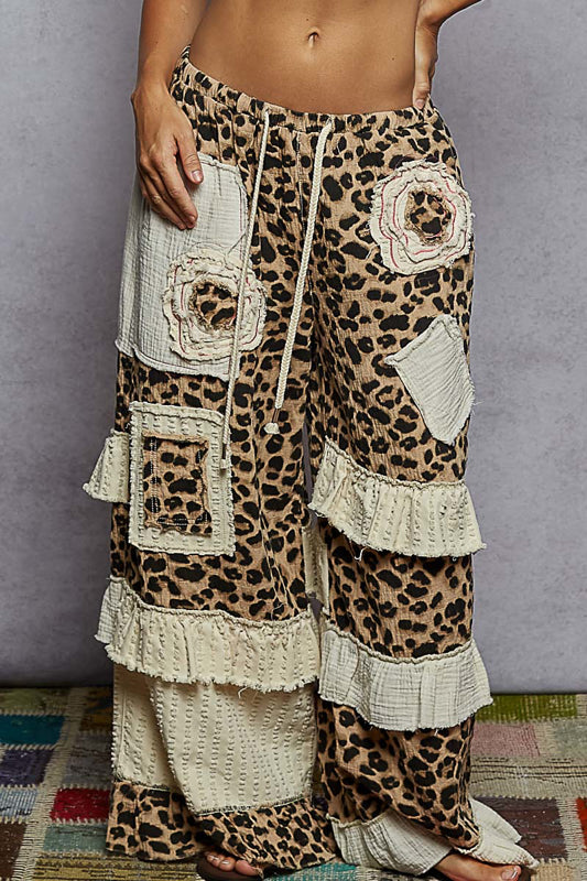 POL Leopard Patchwork Pants