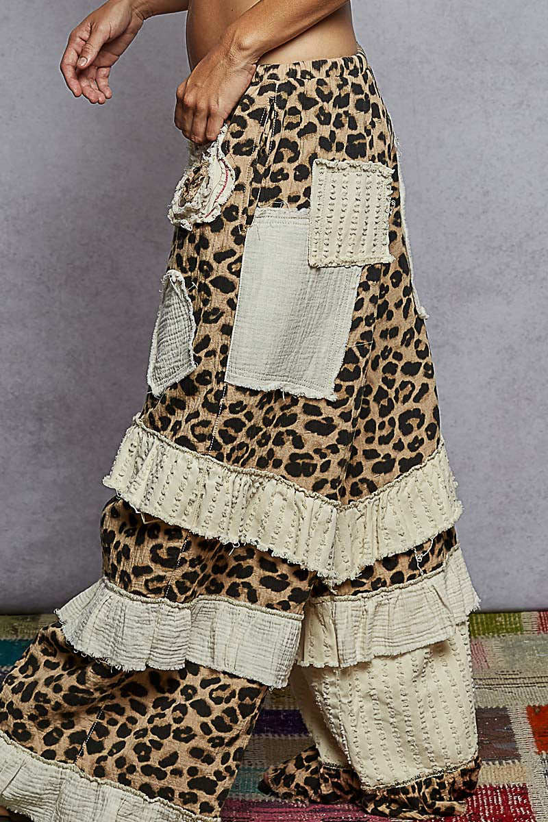 POL Leopard Patchwork Pants