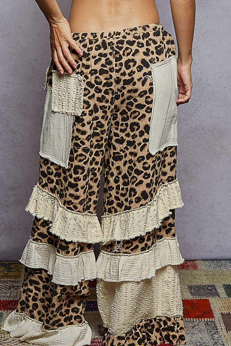 POL Leopard Patchwork Pants