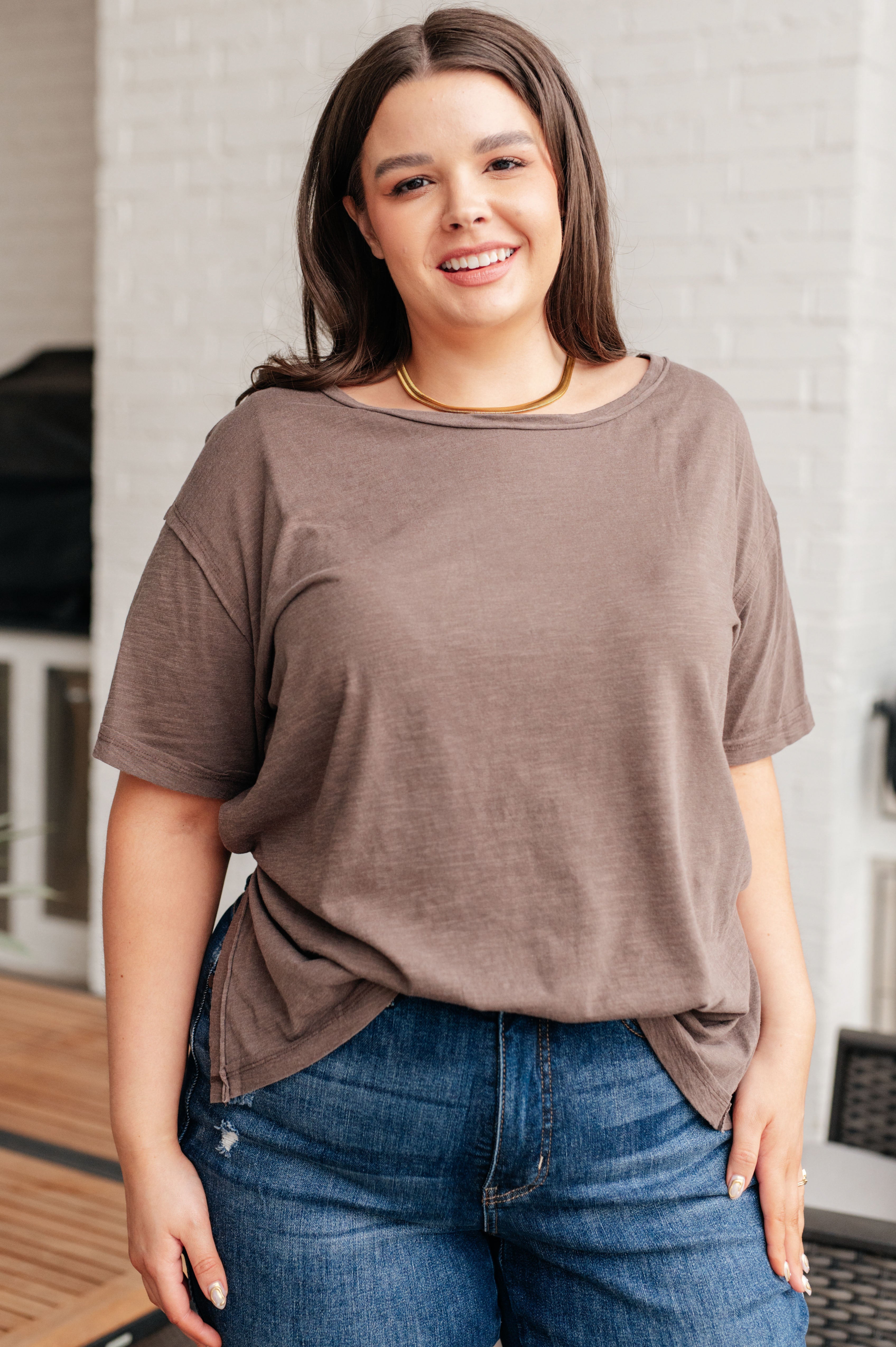 Tops Let Me Live Relaxed Tee in Brown