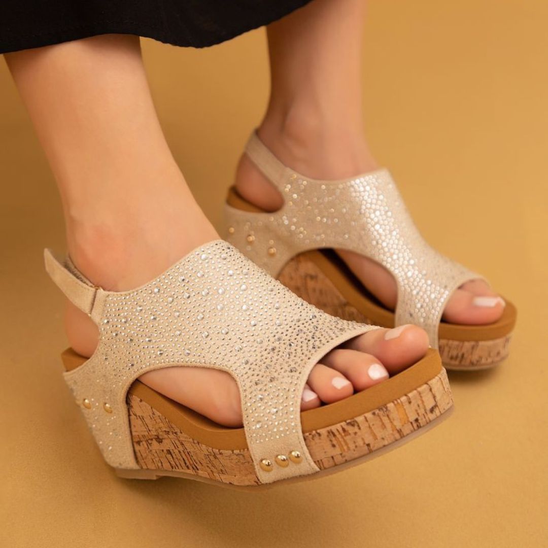 WEDGES Barbara Rhinestone Covered Wedges