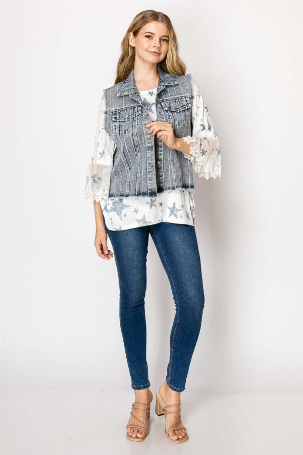 Sequin Denim Vest