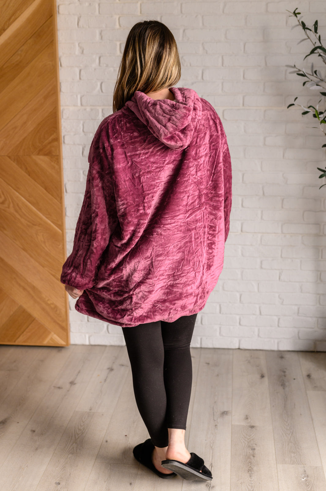 Layers Oversized Velour Blanket Hoodie in Purple