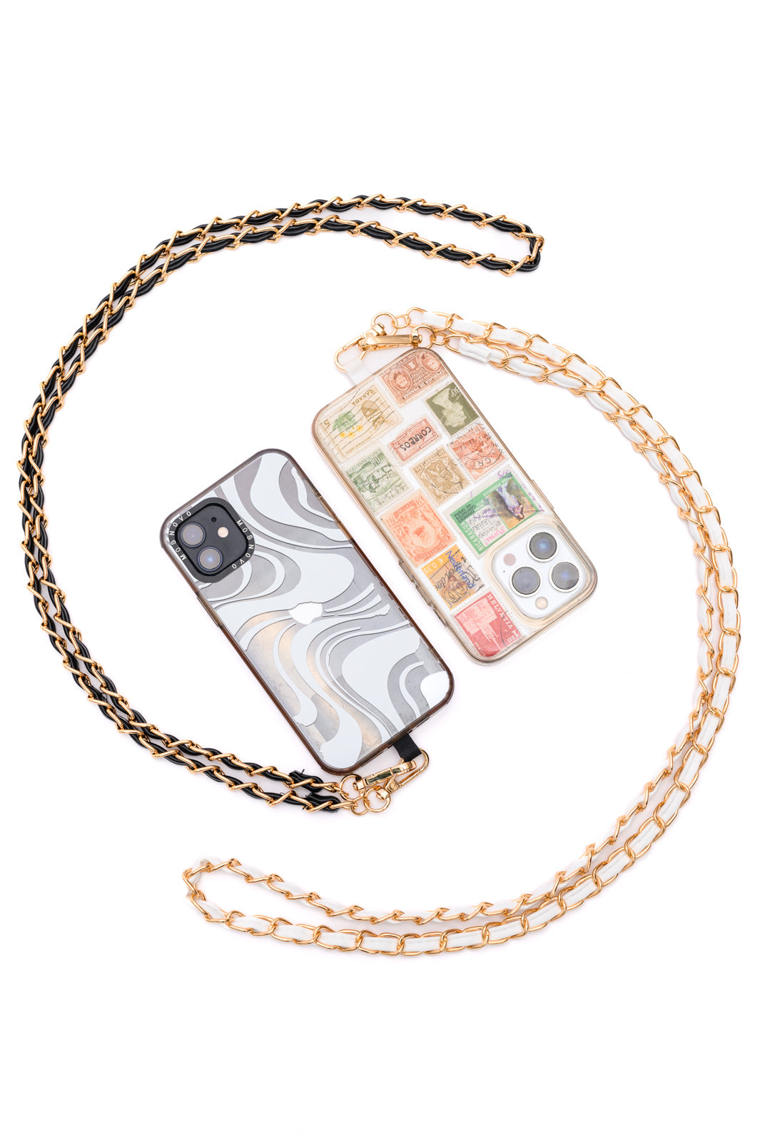 Accessories PU Leather Gold Chain Cell Phone Lanyard Set of 2