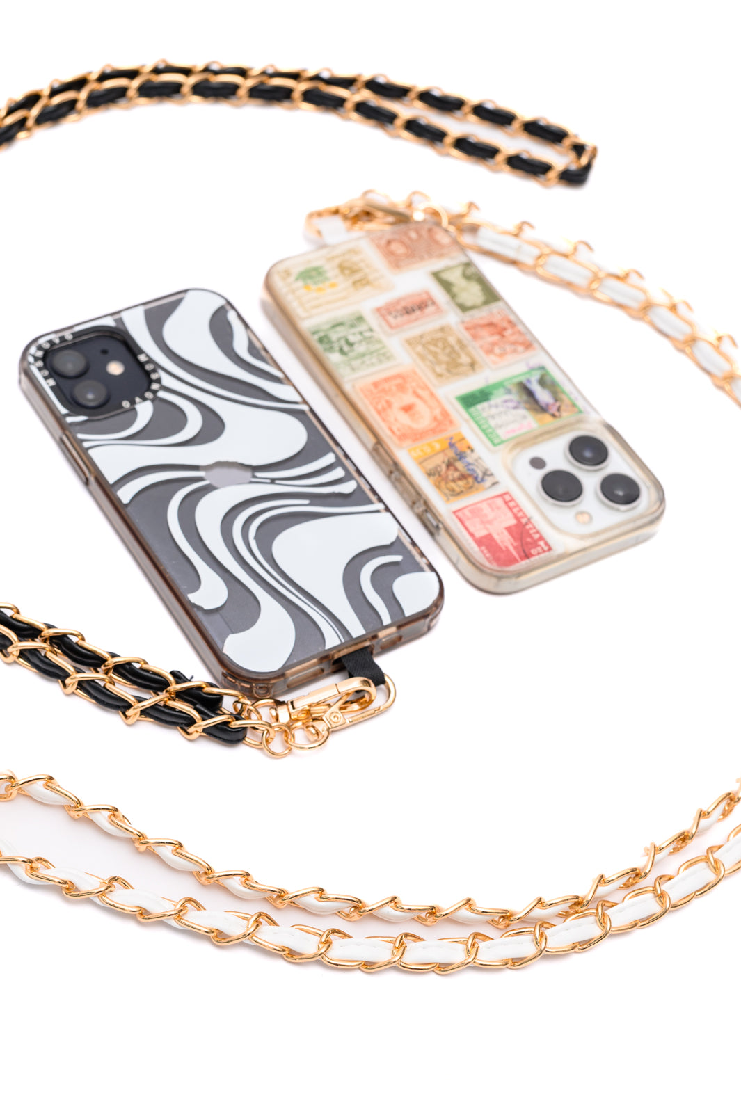 Accessories PU Leather Gold Chain Cell Phone Lanyard Set of 2