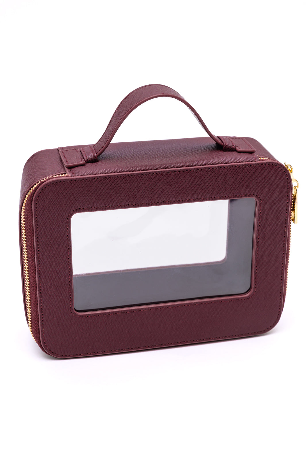 Health & Beauty PU Leather Travel Cosmetic Case in Wine