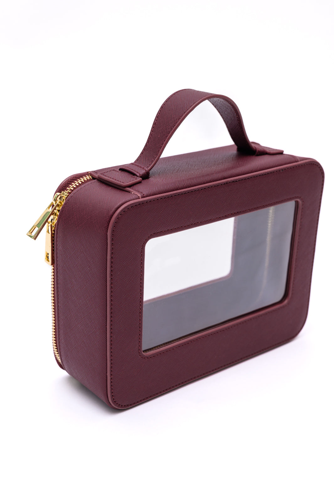 Health & Beauty PU Leather Travel Cosmetic Case in Wine