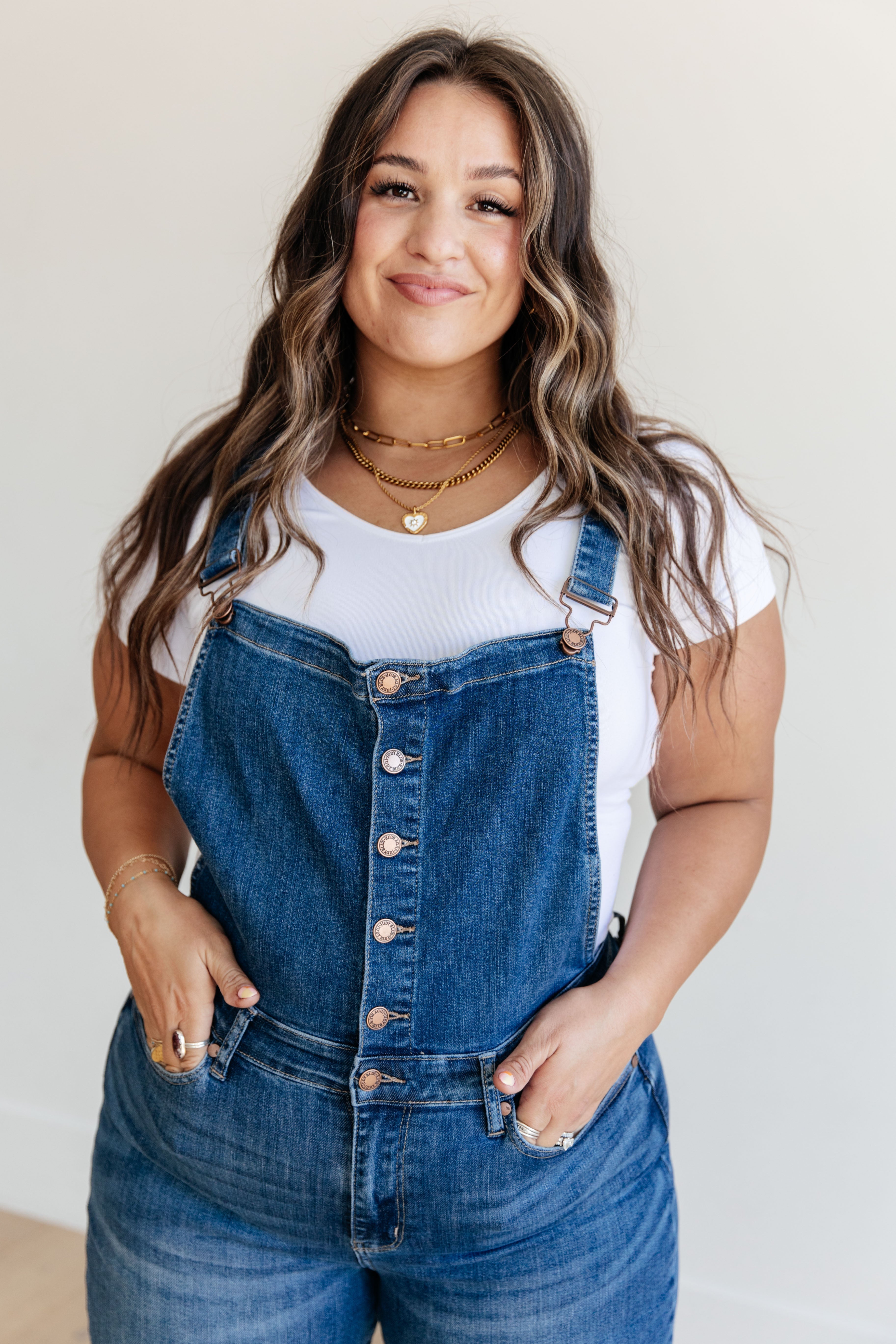 Denim Priscilla High Rise Crop Wide Leg Denim Overalls