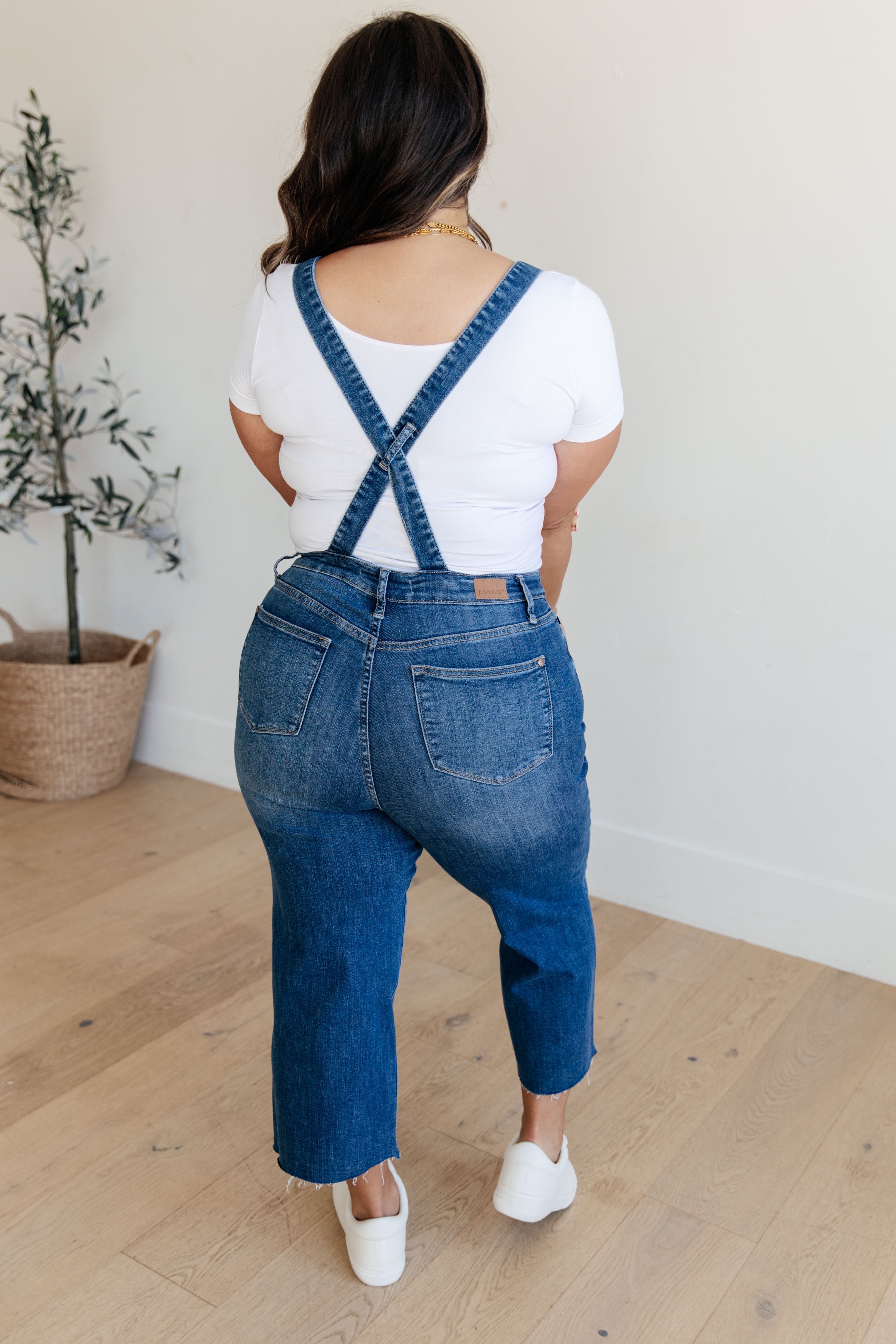 Denim Priscilla High Rise Crop Wide Leg Denim Overalls