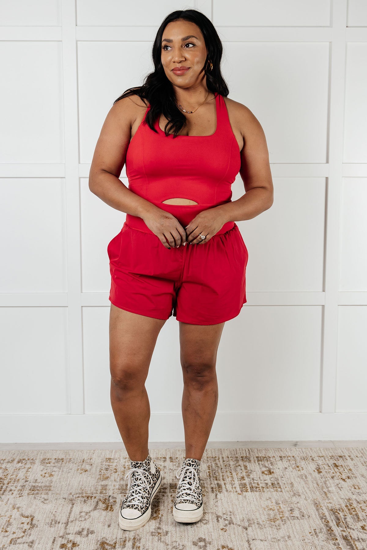 Athleisure Raising Heart Rate Cutout Runsie In True Red