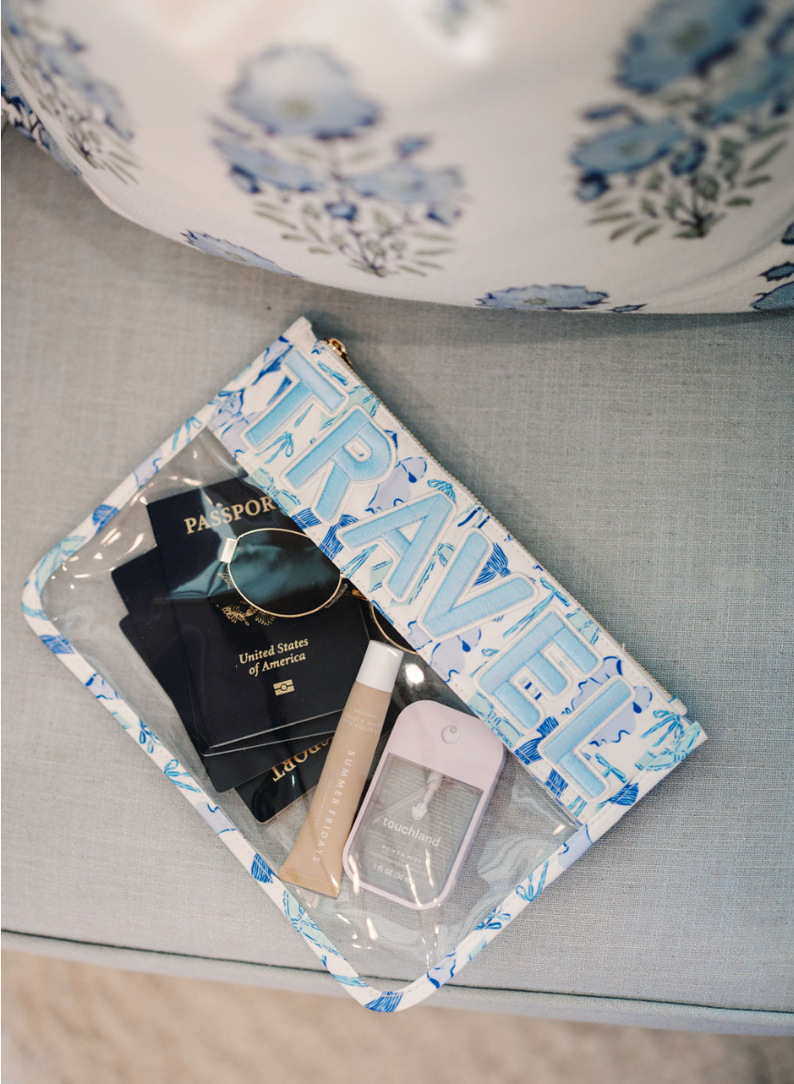 Makeup Bag Travel - Blue Bow Clear Pouch