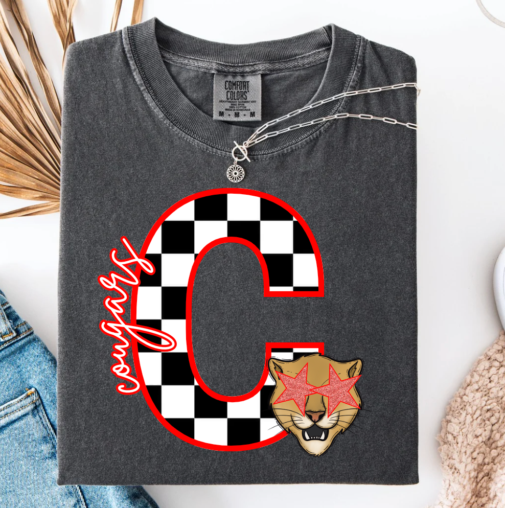 Block Letter Checker Graphic Tee