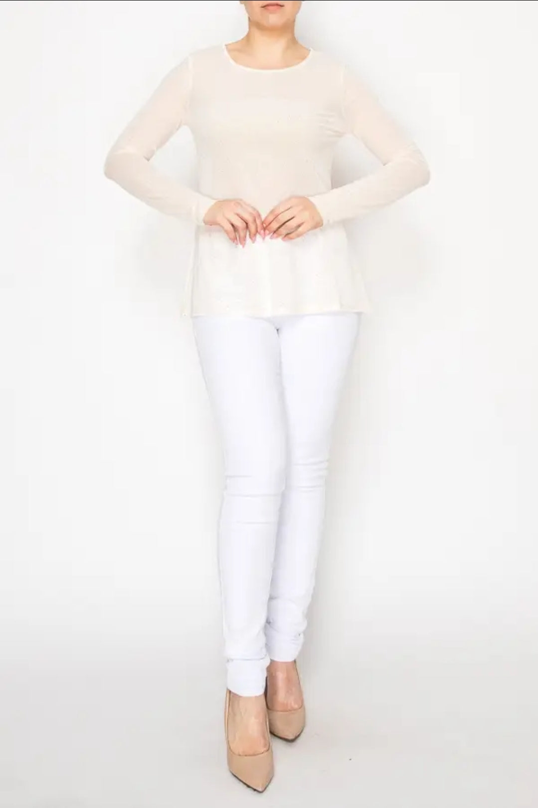 Embellished Mesh Top