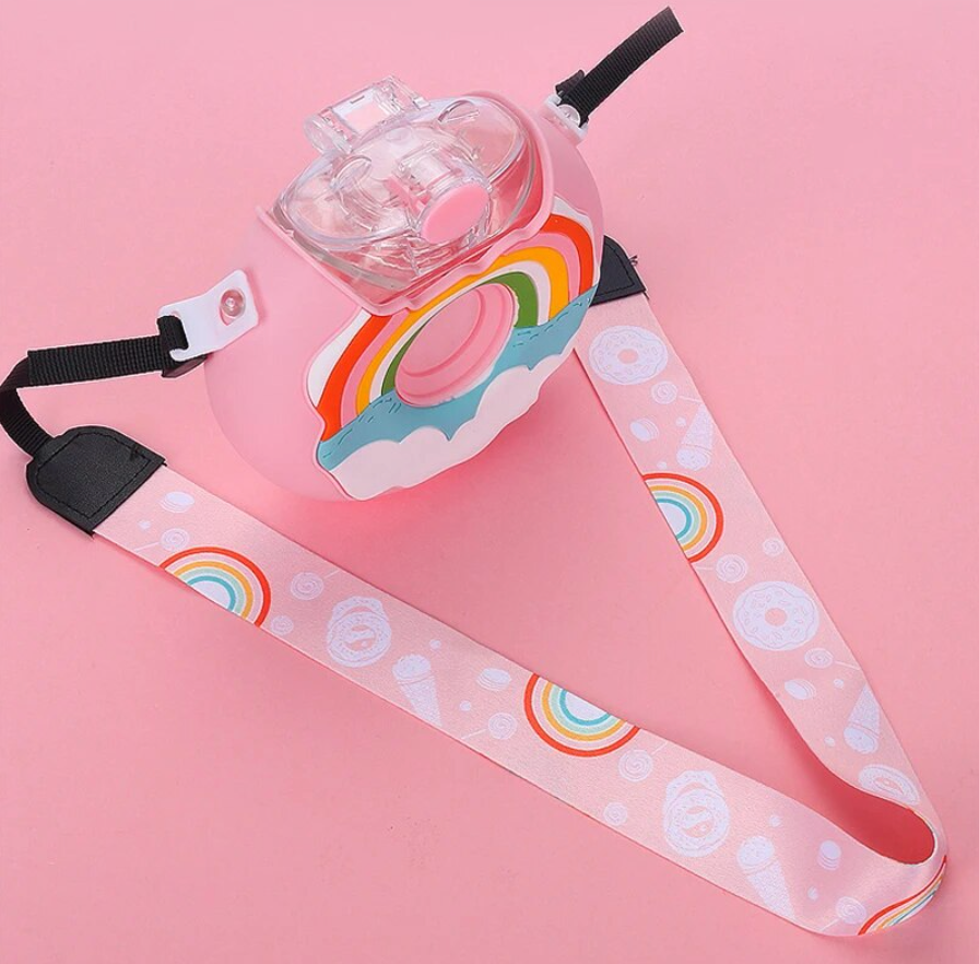 Womens Portable Rainbow Donut Water Bottle