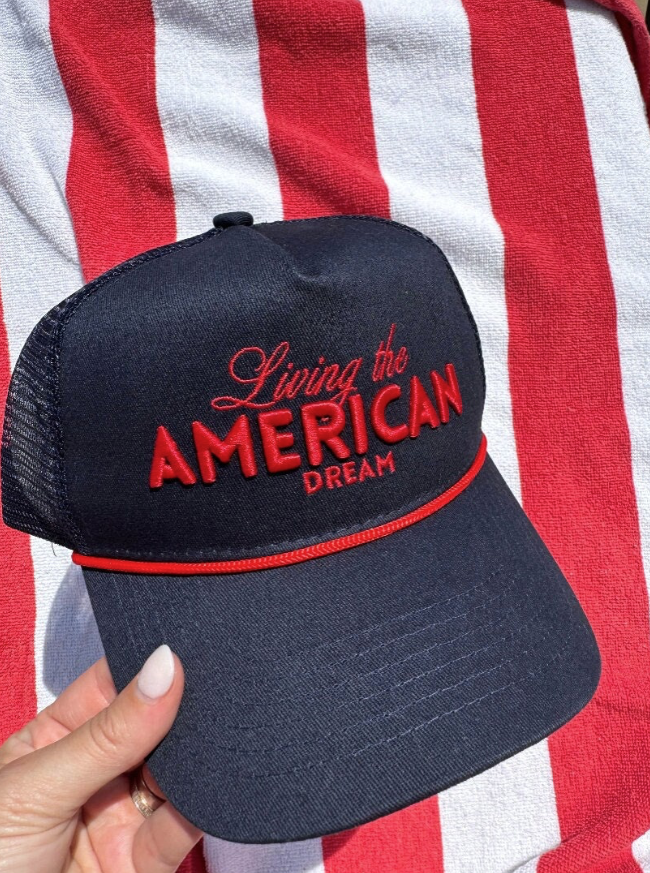 Hat Living the American Dream - Red and Navy Vintage Trucker Hat