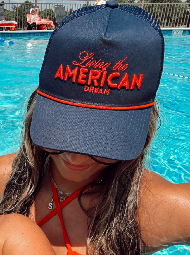 Hat Living the American Dream - Red and Navy Vintage Trucker Hat