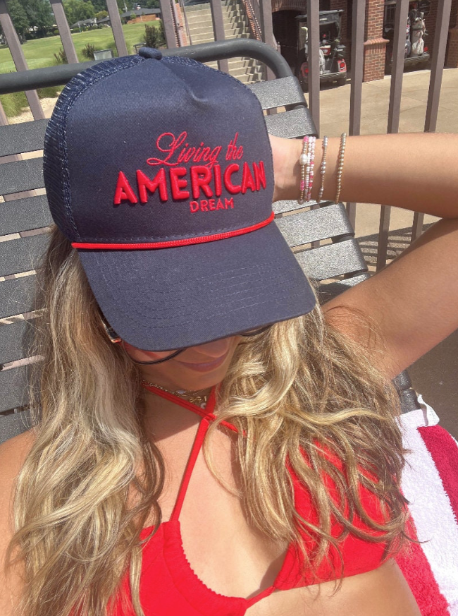 Hat Living the American Dream - Red and Navy Vintage Trucker Hat