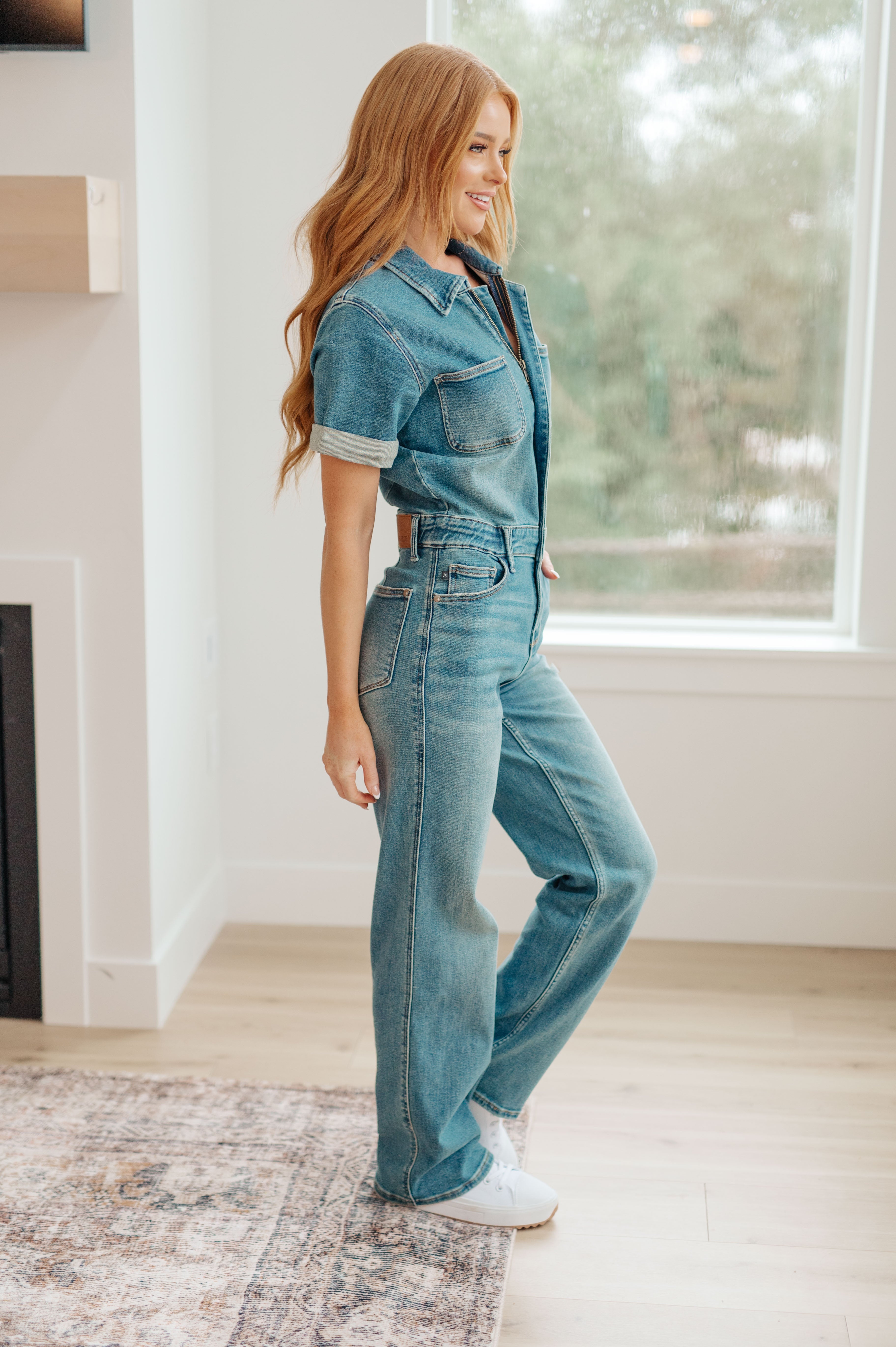 Denim Sylvia Short Sleeve Denim Jumpsuit