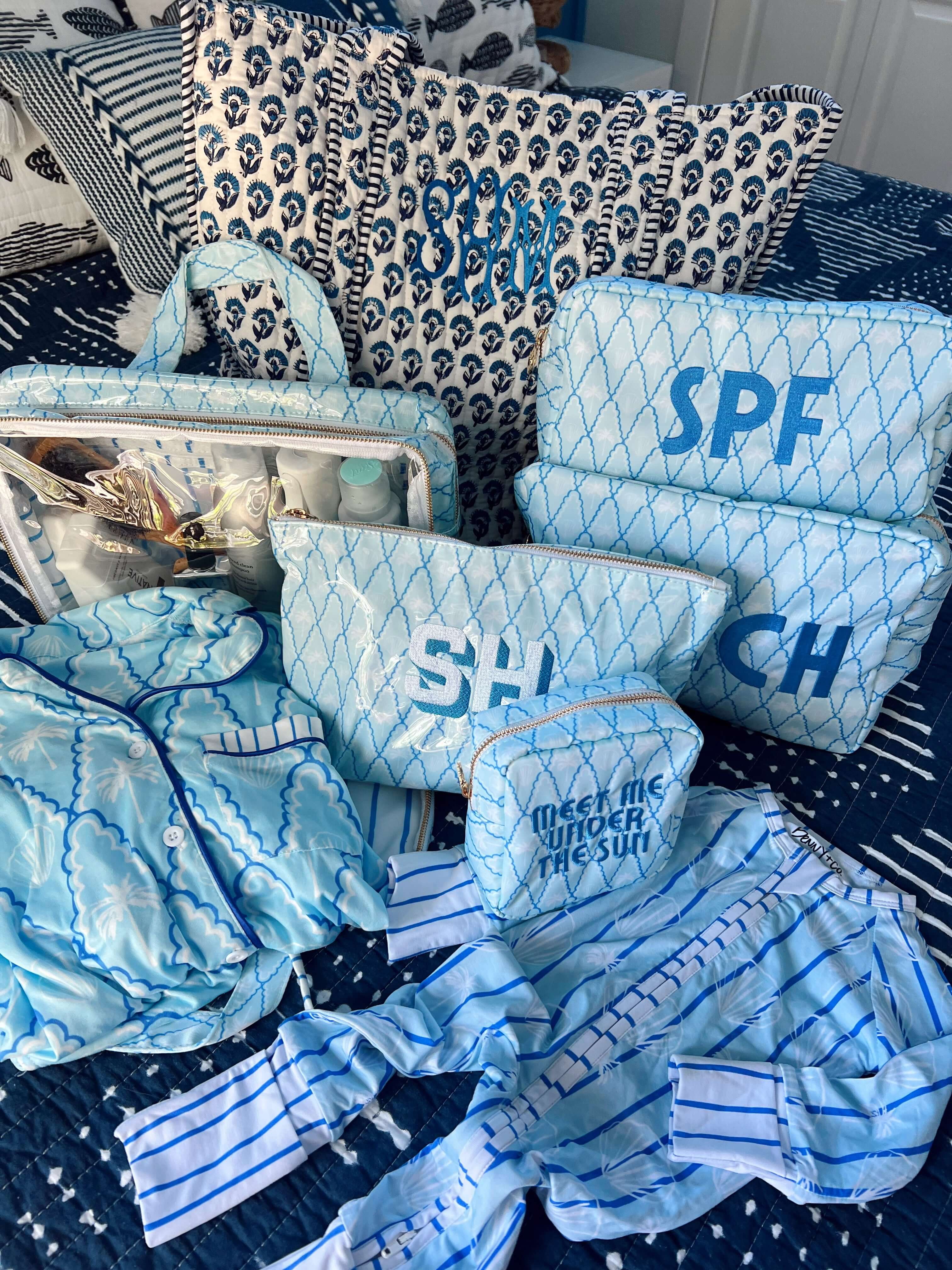 Makeup Bag SPF - Blue Palms Large Bag