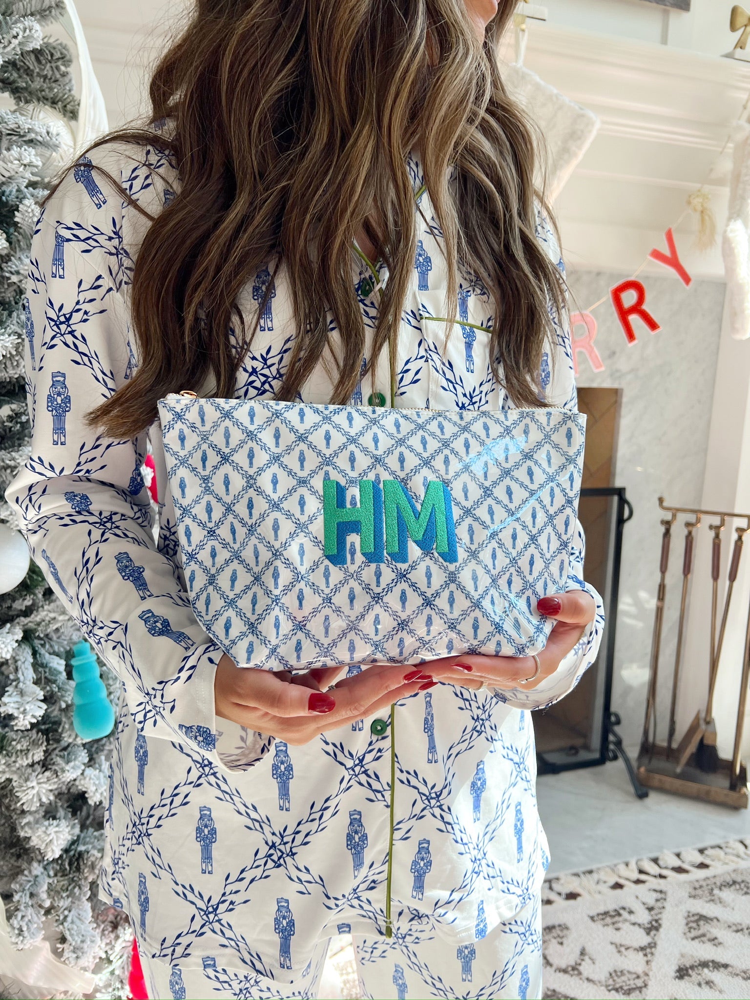 Blue Nutcracker Pajama Long Set