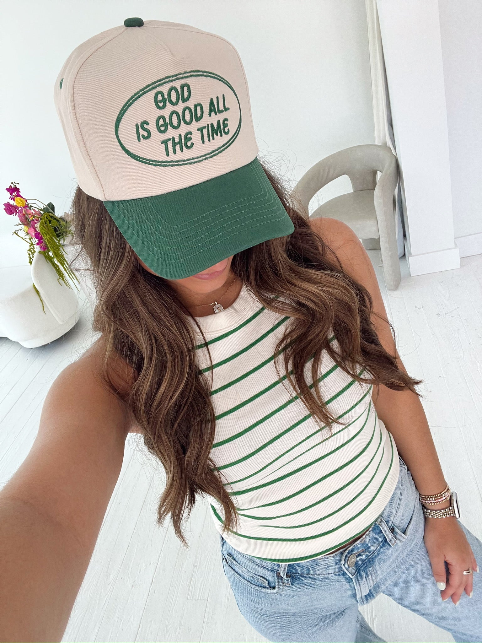 Hat God is Good - Green Vintage Trucker Hat