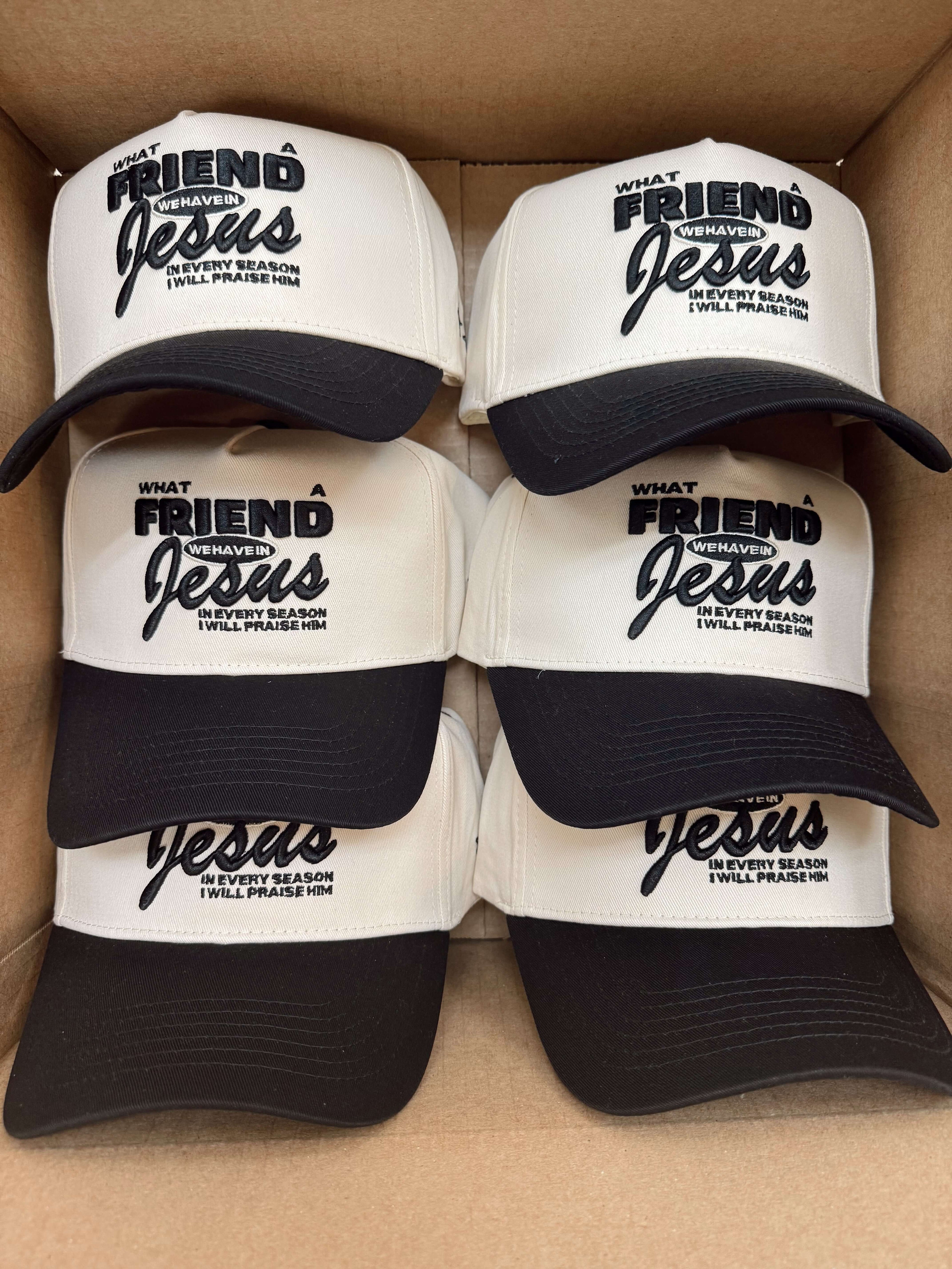 Hat Friend in Jesus - Black Vintage Trucker Hat