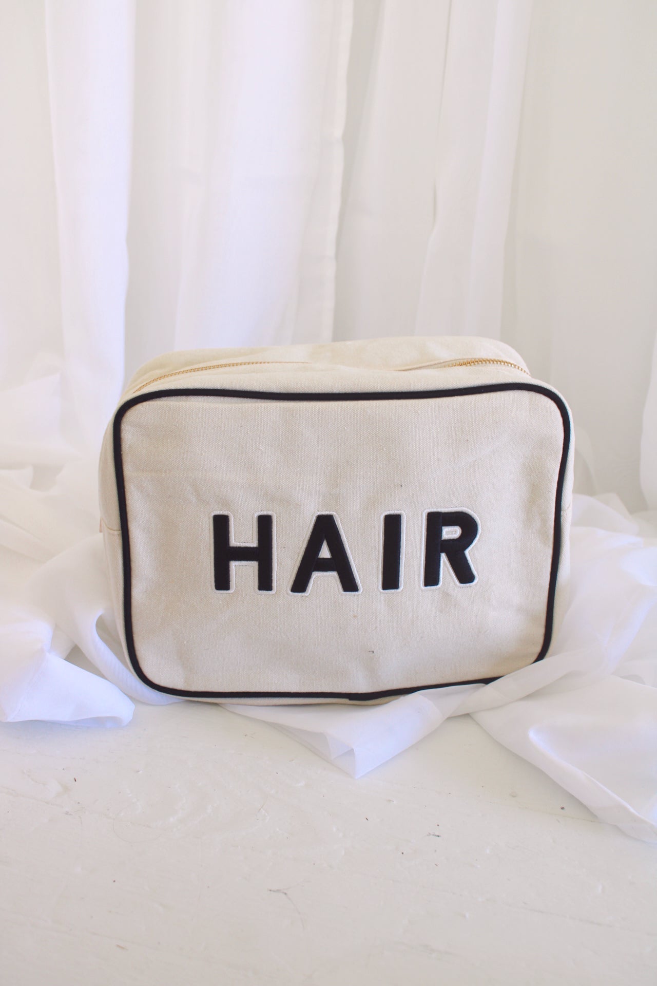 Makeup Bag Hair Canvas XL Bag - Black Trim